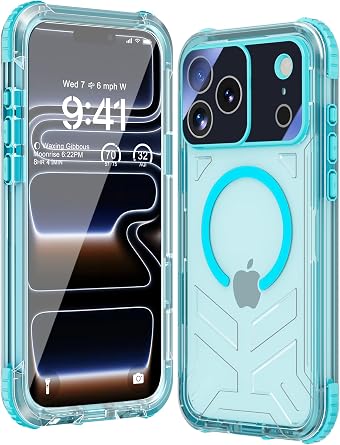 WIFORT for iPhone 17 Pro Waterproof Case, [Fit for Magsafe] with Sapphire Lens & Screen Protector, IP68 Full Body 15FT Military Shockproof, Magnetic Frosted Phone Cover with Lanyard, 6.3" Teal