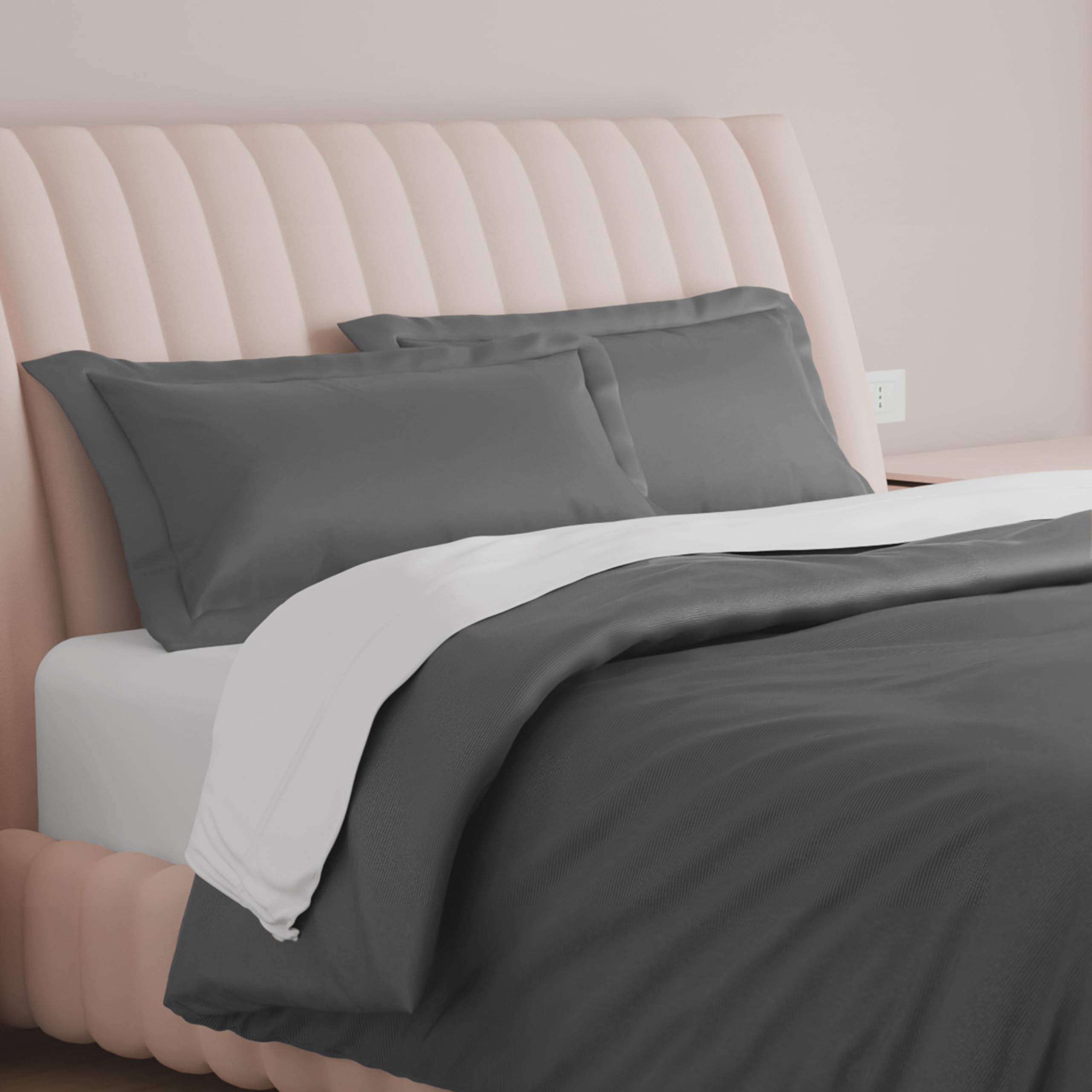 Carressa Linen 100% Egyptian Cotton Duvet Cover King Size - 600 Thread Count 3 PC Duvet Cover, Extra Long Staple Egyptian Cotton Quilt Cover, Soft,