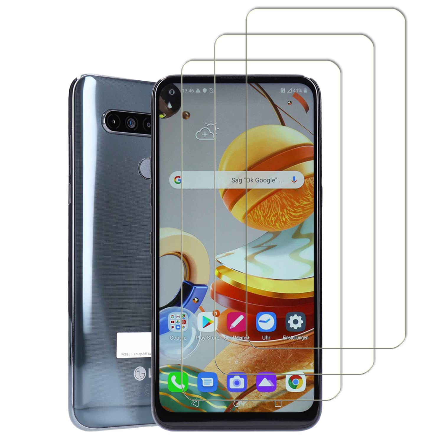3 Pellicole Vetro Temperato Per LG K61: Durezza 9H, Anti Graffio, HD Trasparente, Con Kit Di Installazione - 3
