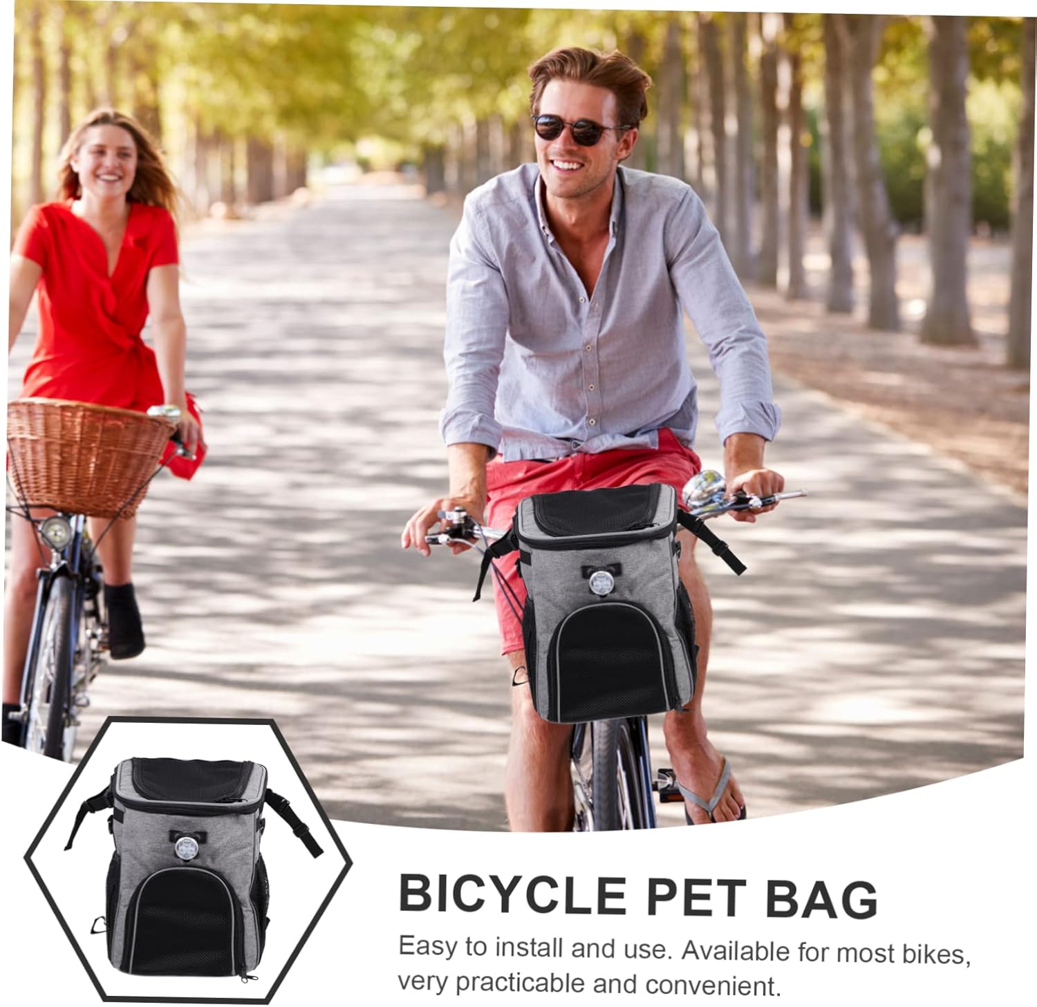 SUPVOX Pet Backpack for Dog Bike Trunk Bag Pet Bike Pouch Breathable Dog Carrier Material Outdoor Use Grey