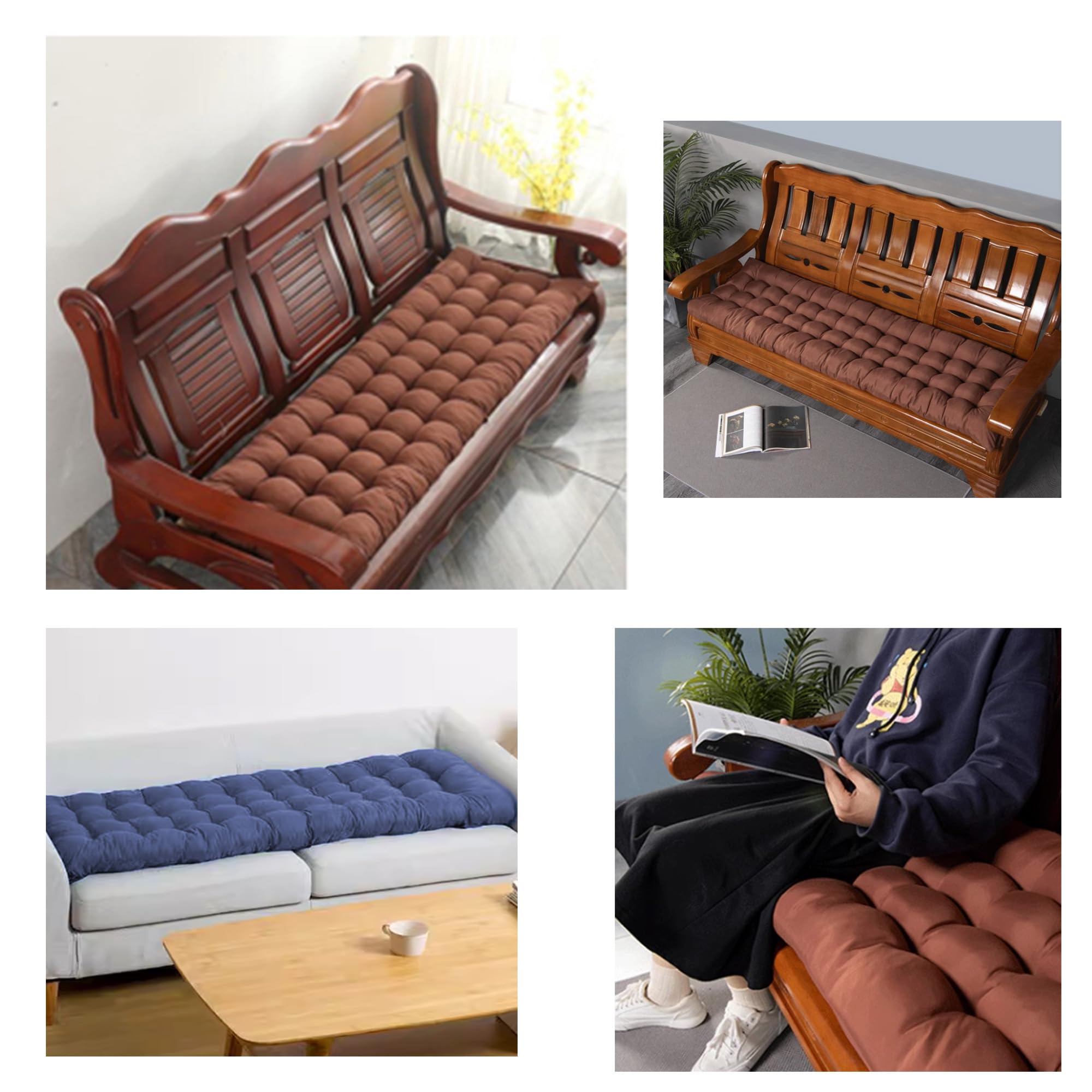 Cuscini spessi per panca da giardino, a 2 e 3 posti, per esterni, veranda, divano, dondolo, mobili, per patio, cucina, sala da pranzo, interni ed esterni, 155 x 53 x 8 cm