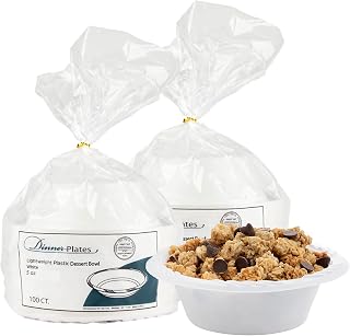Blue Sky 150 ml. White Plastic Bowl - [200 Count] 5 oz. Microwave Safe Disposable Plastic Bowls, Ideal for Birthday Parties, Weddings, Banquets, Picnics, and Everyday Use