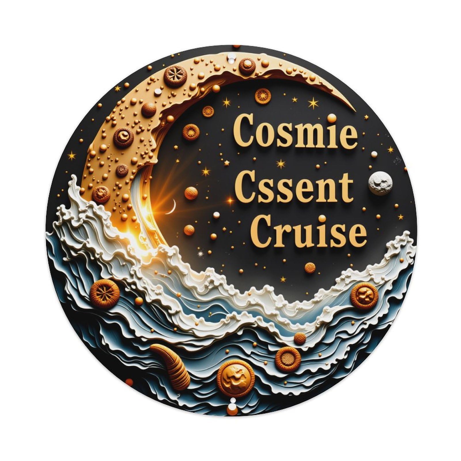 Cosmic Wave Moon Stars Ocean Metal Tin Sign Vintage Garden Bedroom Cafe Bar Man Cave Home Wall Decor Metal Poster 8x8 inches