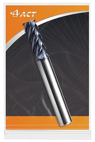 Miniatura 2 de ACCUT I4KES - Fresa cuadrada de carburo de 38 pulgadas - Broca de fresado de 4 flautas para acero, acero forjado, acero endurecido, cobre,