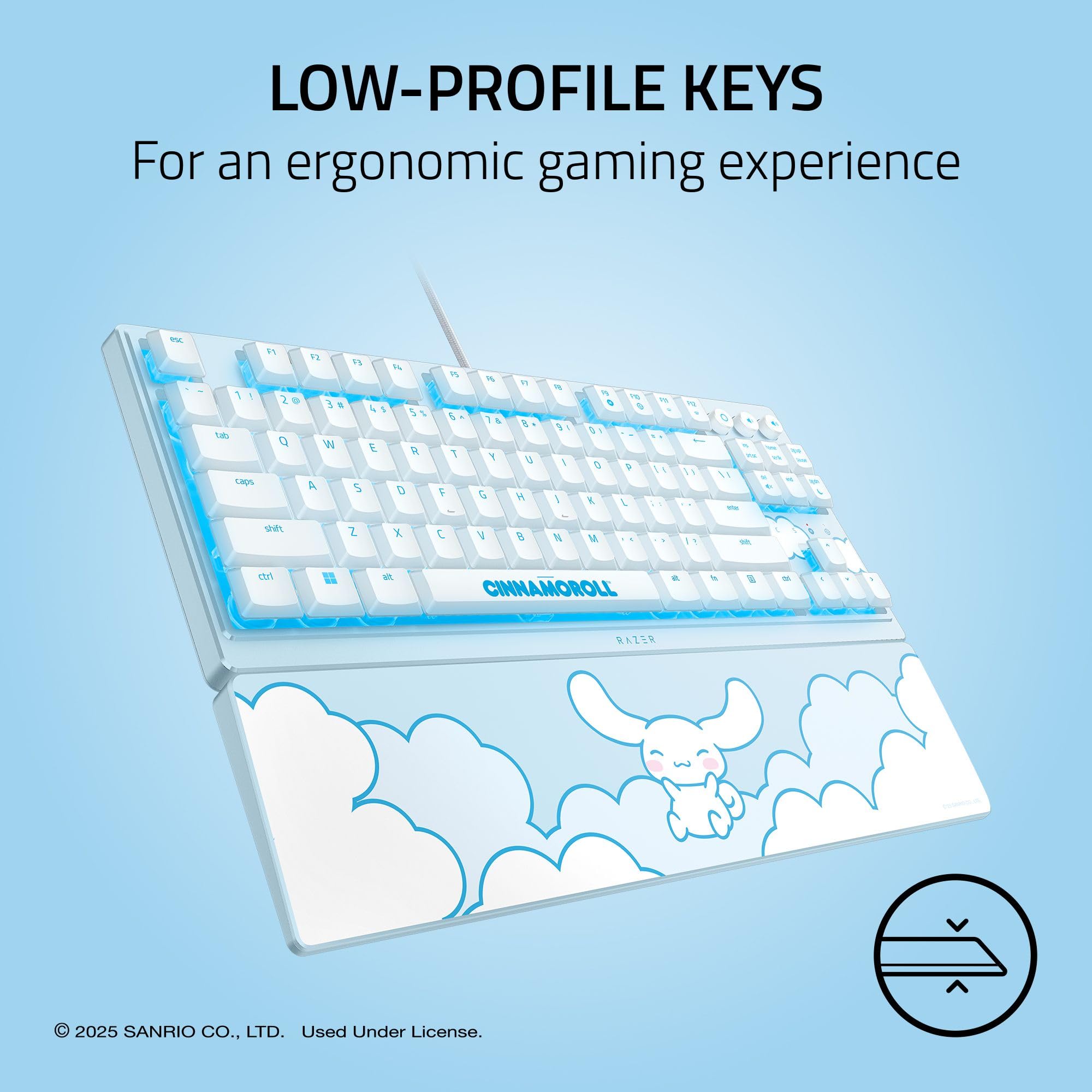Razer Ornata V3 TKL Gaming Keyboard: Tasti a basso profilo - Interruttori Mecha-Membrana - Copritasti rivestiti UV - Tasti multimediali retroilluminati - Illuminazione RGB a 8 zone - Wrest magnetico