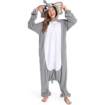 DELEY زي الفيل للجنسين الكبار Onesie، بيجامة قطعة واحدة، هالوين أزياء كوسبلاي ملابس منزلية بذلة