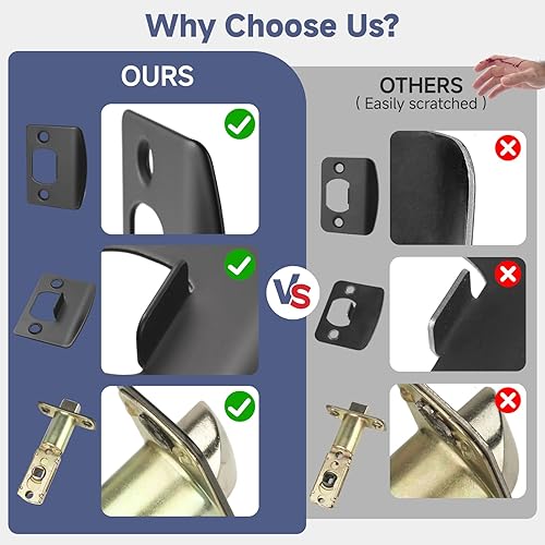 Miniatura 3 de Estmoon Paquete de 5 manijas de puerta negras mate para interiores, mejoras para el hogar, cerradura de puerta de privacidad sin llave, aleación de