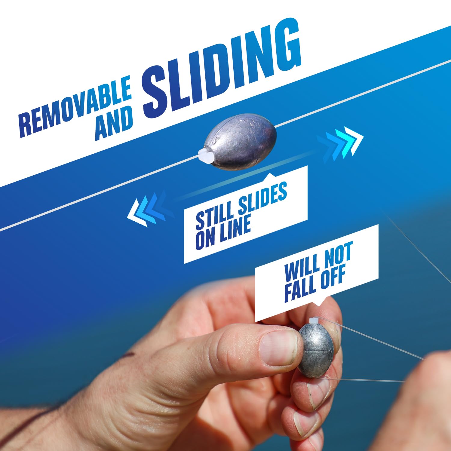 Easy Sinker - Removable & Knotless Fishing Weights for Saltwater Fishing, Tackle Sliding Sinkers for Line & Rod, Oval Fishing Equipment for Sea, Lake