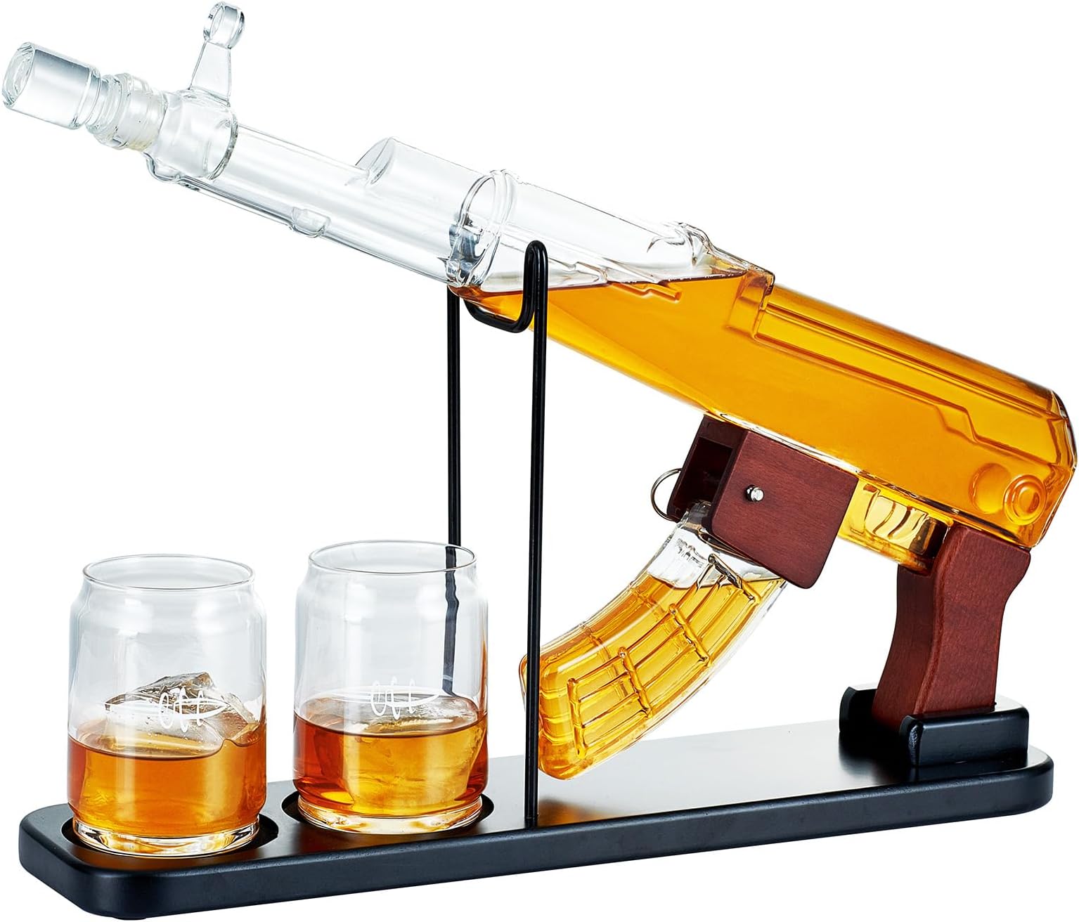 Birthday Gifts for Men Dad, Whiskey Decanter Sets - Gun Decanter, Detachable Magazine & 2 Bullet Shot Glasses, Liquor Dispenser for Bar, Anniversary Military Present for Brother, Christmas