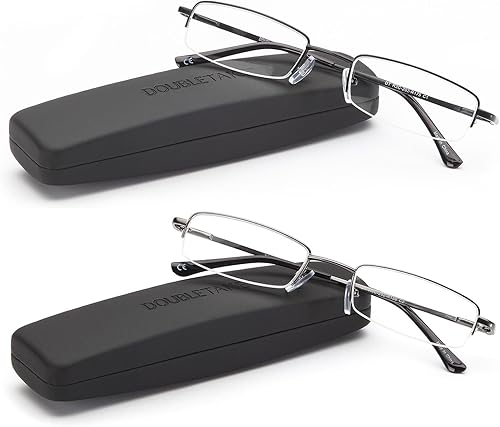 DOUBLETAKE Gafas de lectura - 2 pares de lectores compactos sin montura