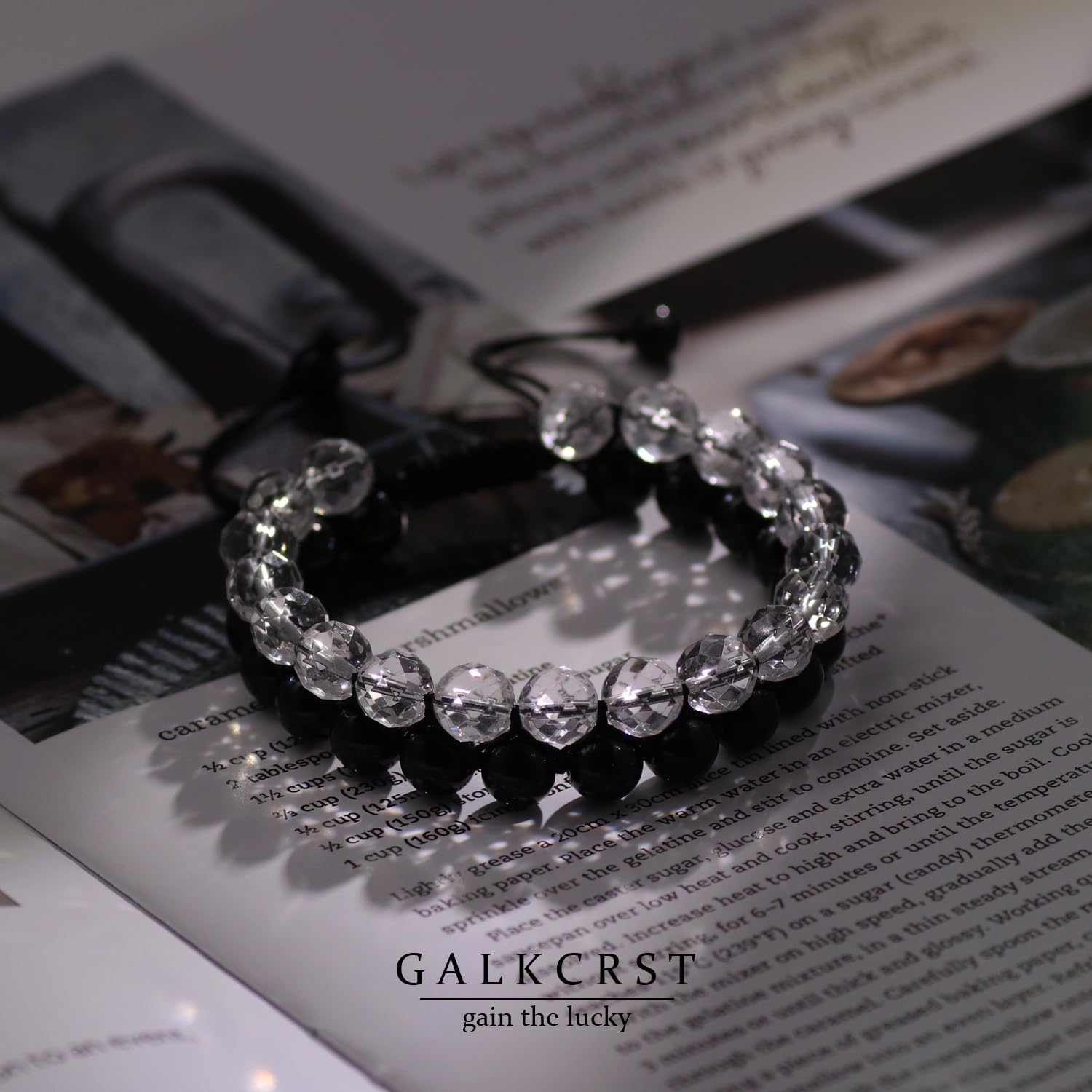 Protection Crystal Stone Bracelet, GALKCRST Black Obsidian Beads Bracelet for Men Women Healing Crystals Obsidian and Clear Quartz Stone Beads Bracelet for Grounding and Purify, Gift for Him Her - Image 2