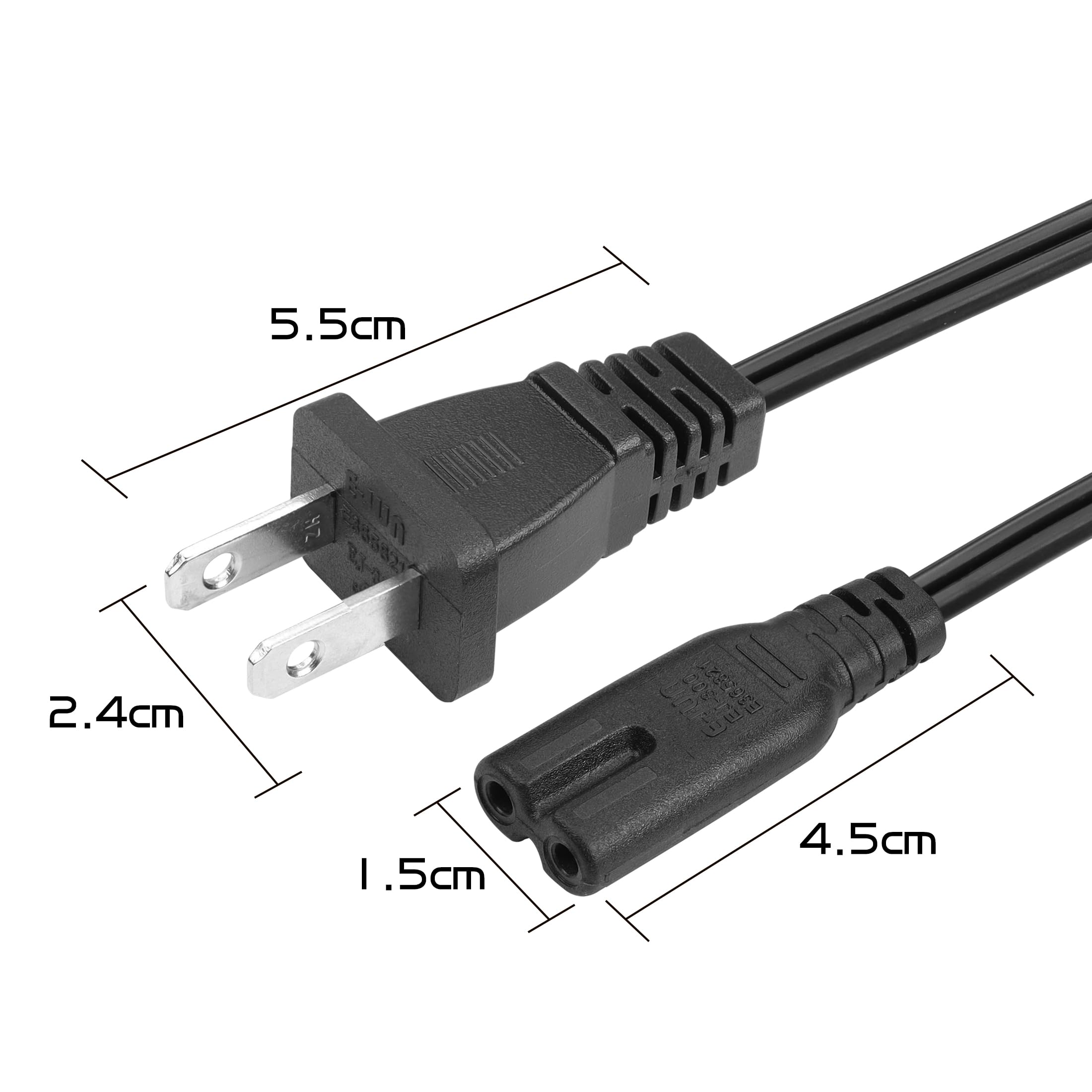 Amazon.com: AC 2 Prong C8 Power Cord with Switch YACSEJAO 4.9FT