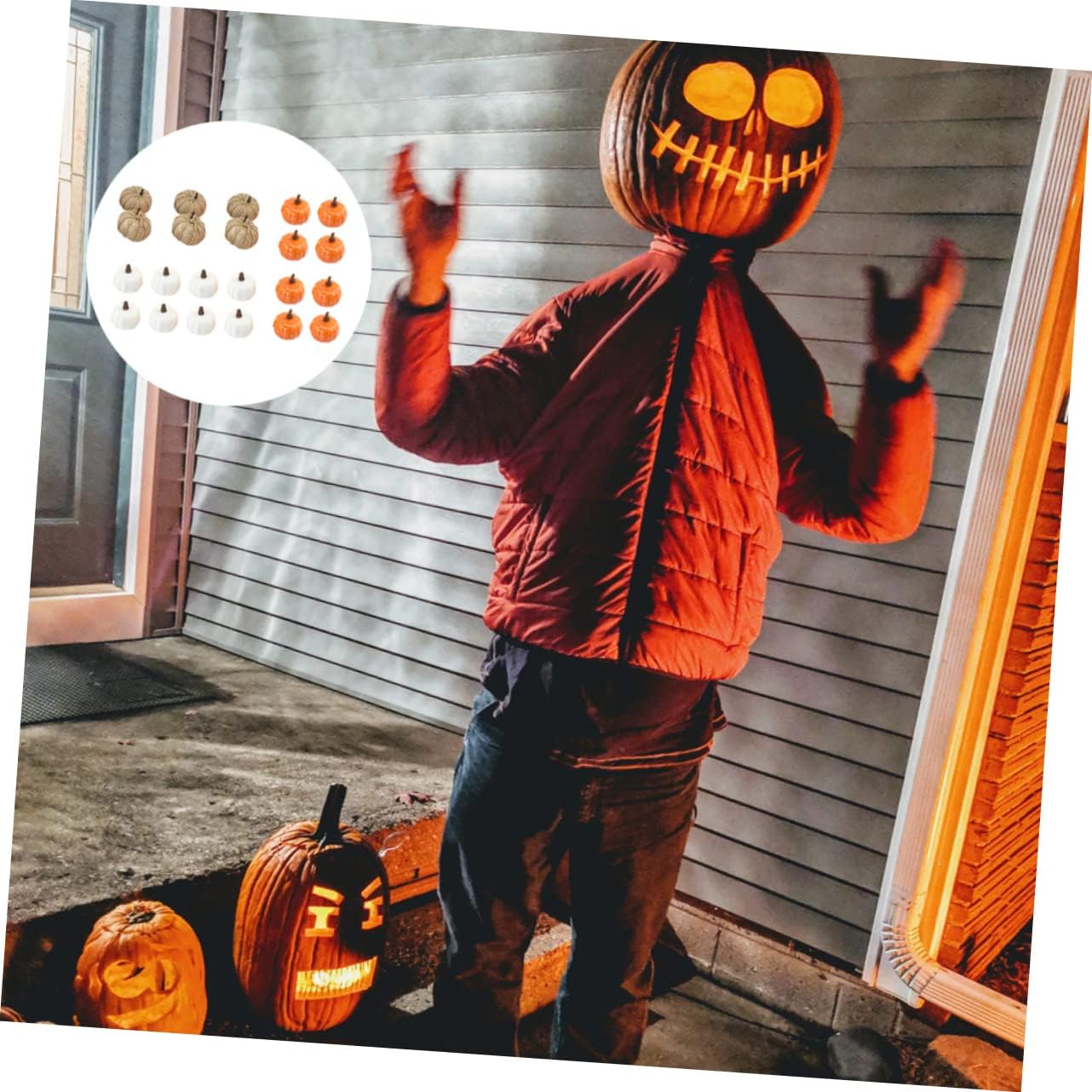 EXCEART 66pcs Artificial Pumpkin Decor for Halloween Realistic Simulation Autumn Props for Parties Photography Decorations