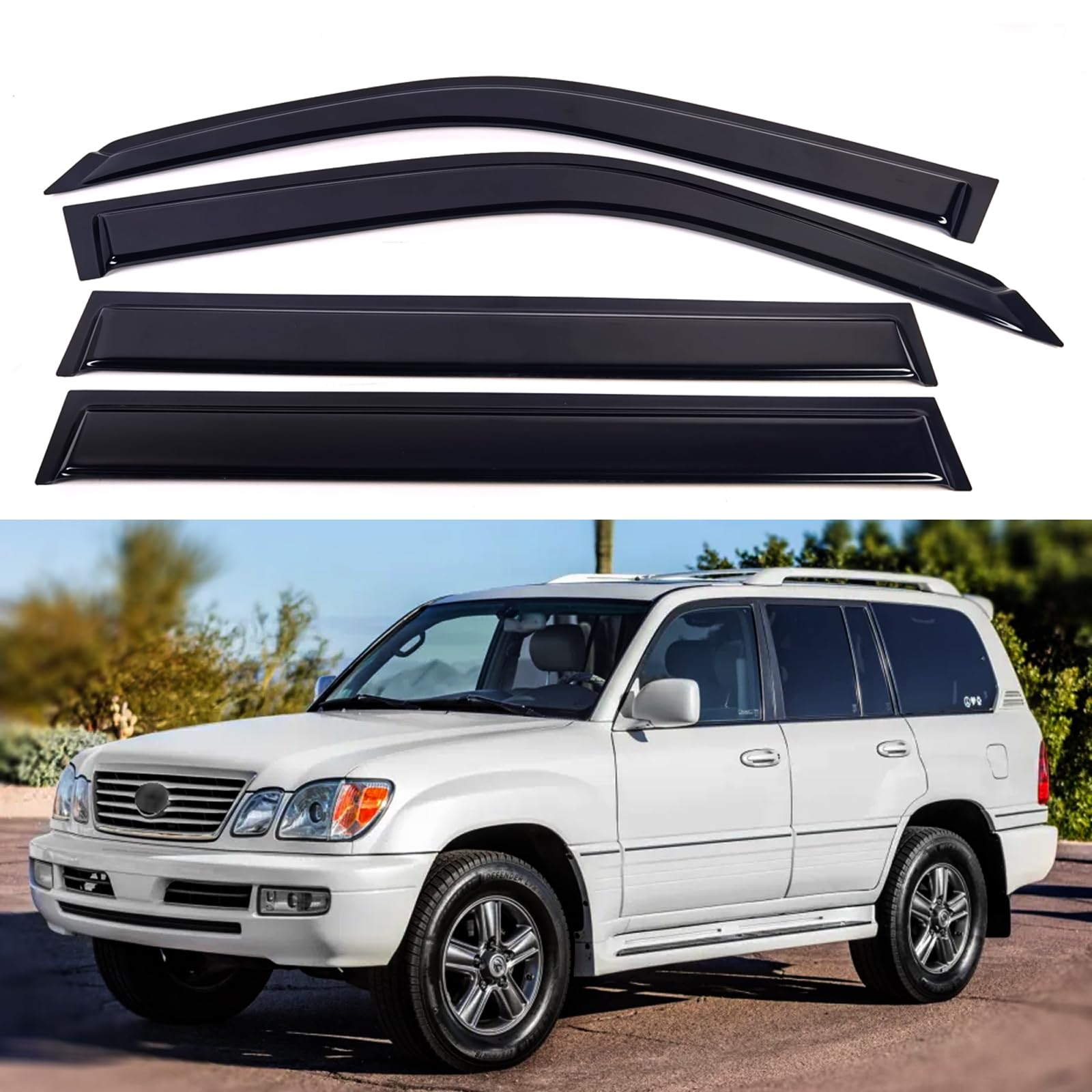 Window Visors Compatible with Lexus LX470 1998-2007, Window Deflector Rain Guards Sun Visors Vent Deflectors,Tape-On Style