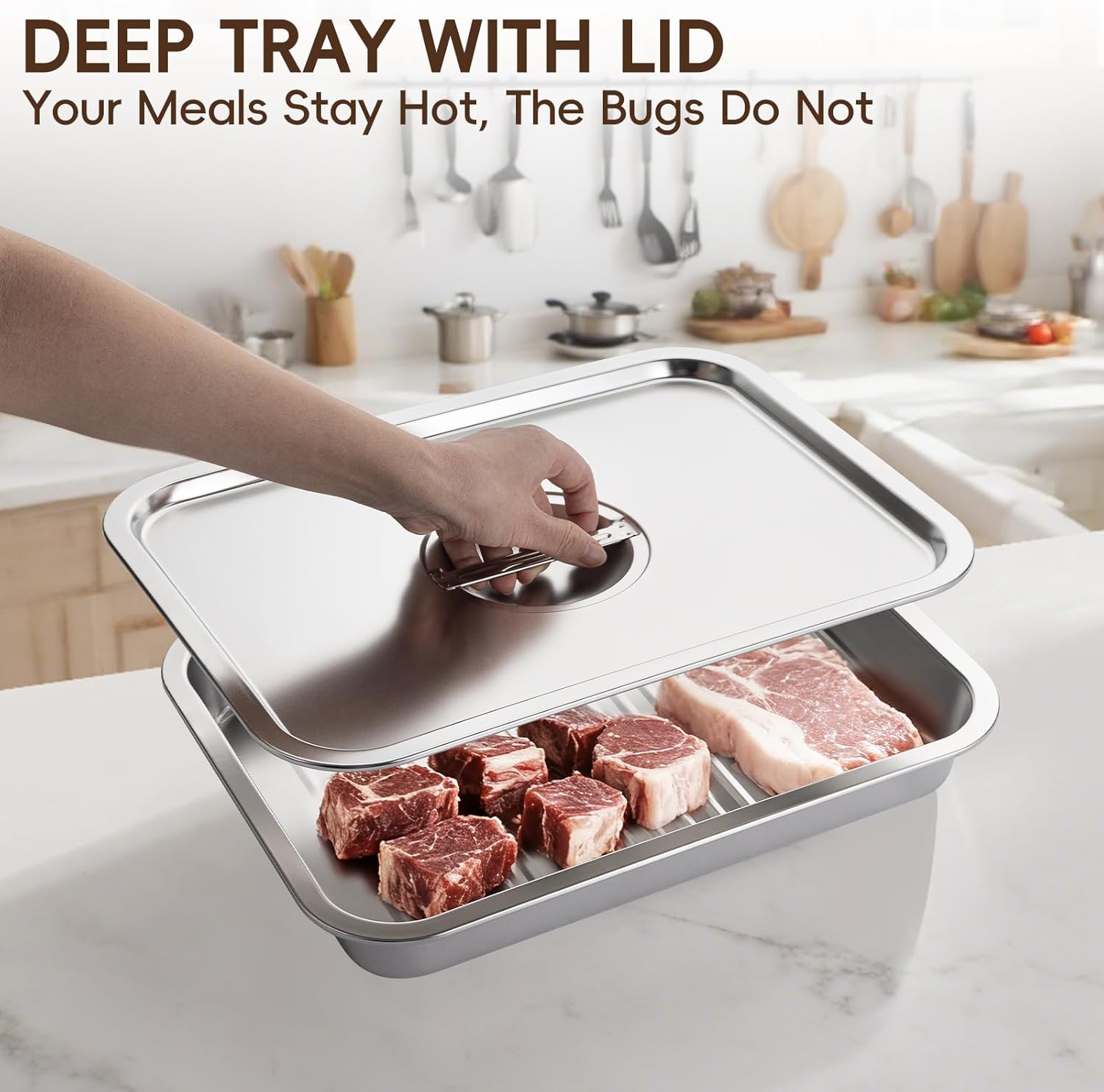 GOLDEN KEY Grilling Prep and Serve Tays,Stainless Steel Grill Carry System,Stainless Steel Grill Platter,Grill Prep Trays Set of 5,Marinade Container with Lid and Cutting Board,BBQ Grill Accessories - Image 6