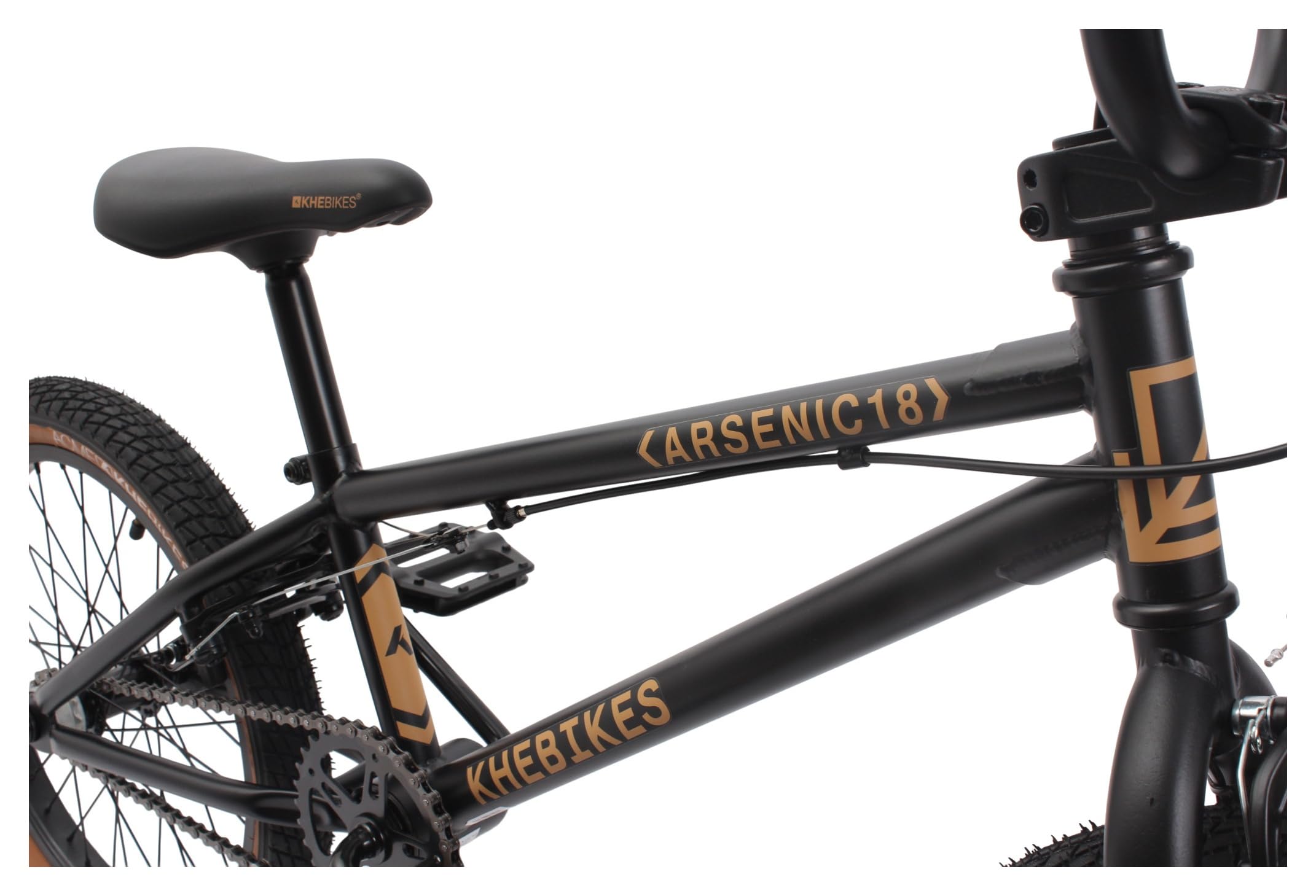 KHEbikes KHE Arsenic Vélo BMX 18" - Léger - 10,2 kg - BMX freestyle pour enfants et adolescents - Noir - 18" pour 125 à 145 cm - Modèle 2025