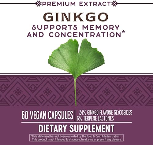 Miniatura 9 de Nature's Way Extracto de Ginkgo Premium, apoya la memoria y la concentración*, 120 mg de extracto de ginkgo biloba por porción de 2 cápsulas, con