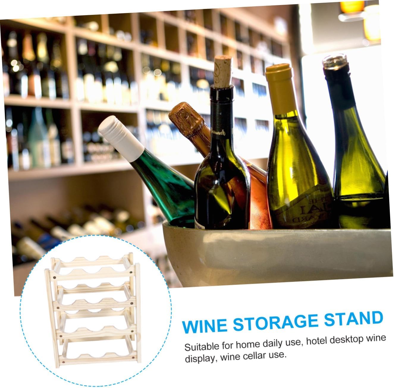SECFOU Elegant Wooden Wine Rack Bottle Capacity Wine Storage Holder for Countertop Fridge Cabinet Decorative Bottle Stand for Home Hotel Bar