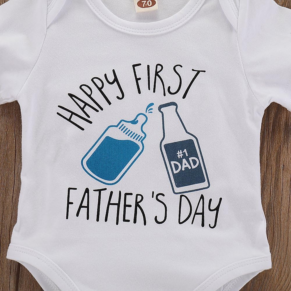 Willow Dance Happy First Fathers Day-Unisex Baby Boys Girls Short Sleeve Bodysuit Cotton Romper