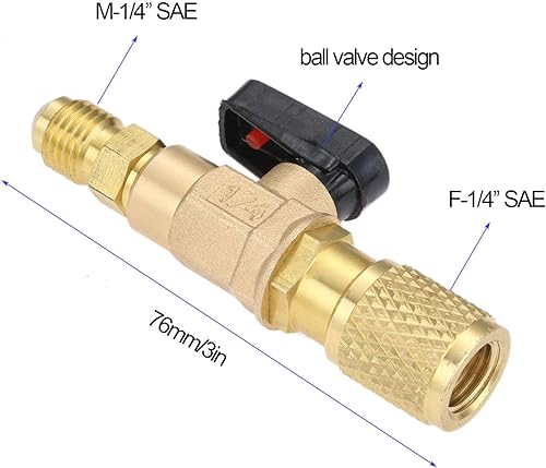 Miniatura 7 de gohantee Válvula de bola refrigerante de aire acondicionado 14 "SAE, adaptador de válvula de bola HVAC de CA R134a para R134A R410A R22 R12 R502