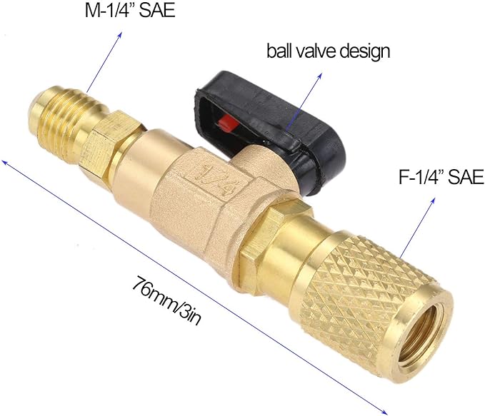 Válvula de Bola para Refrigerante de Aire Acondicionado 1/4" SAE miniatura 7