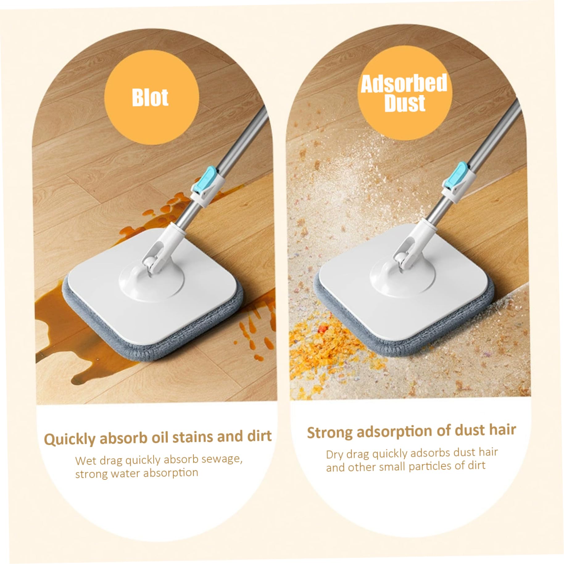 Mop y Cubo de Cubo con Wringer 360º Spin Mop and Buckets 2 recargas de Microfibra Altura Manija Ajustable Cocina húmeda y Seca Sistema de Limpieza de Pisos Accesorio