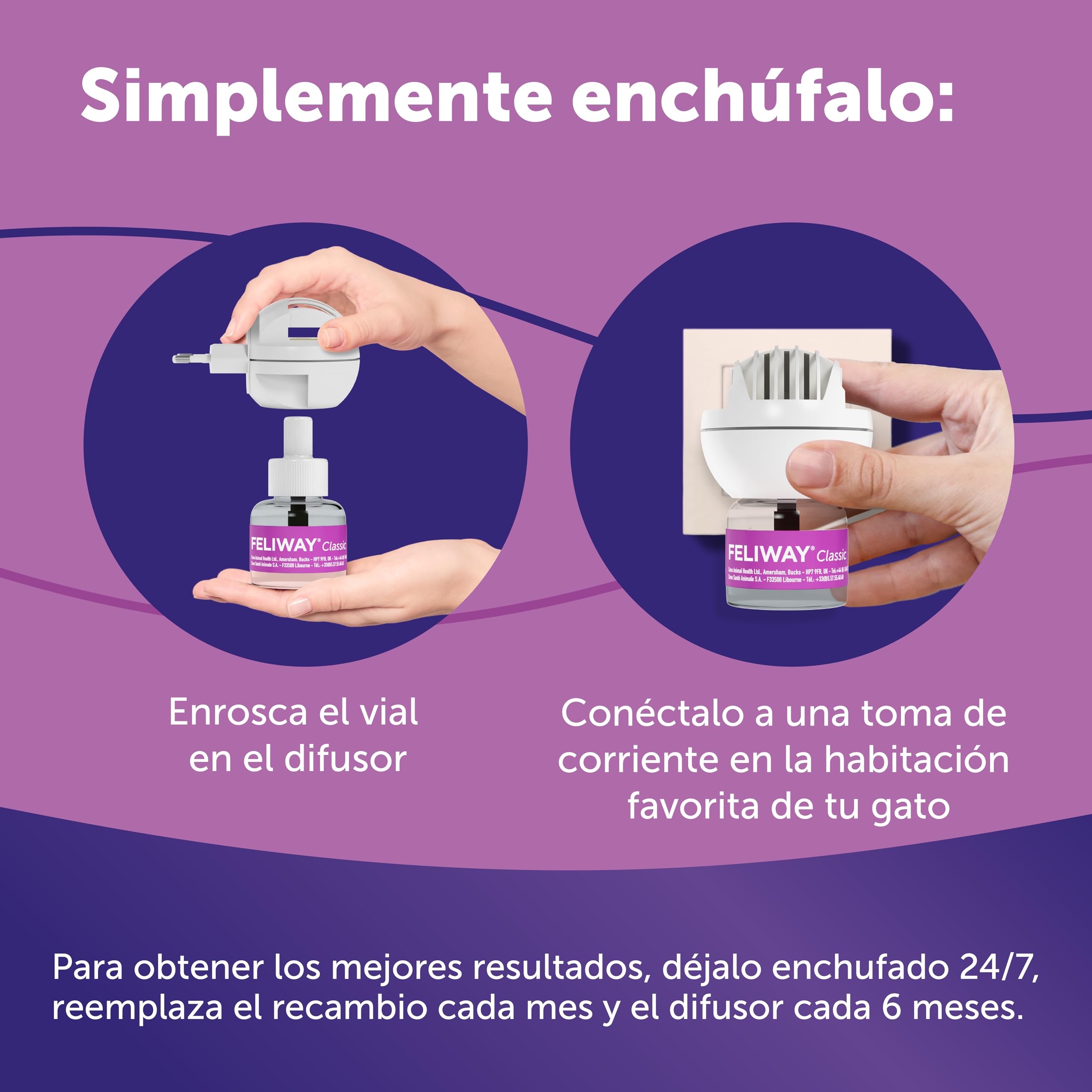 FELIWAY Classic - Difusor + Recambio de feromonas calmantes para gatos (30 días, 48 ​​ml) - Ayuda a reducir los signos más comunes de estrés. Recomendado por veterinarios. Tranquilidad y bienestar.