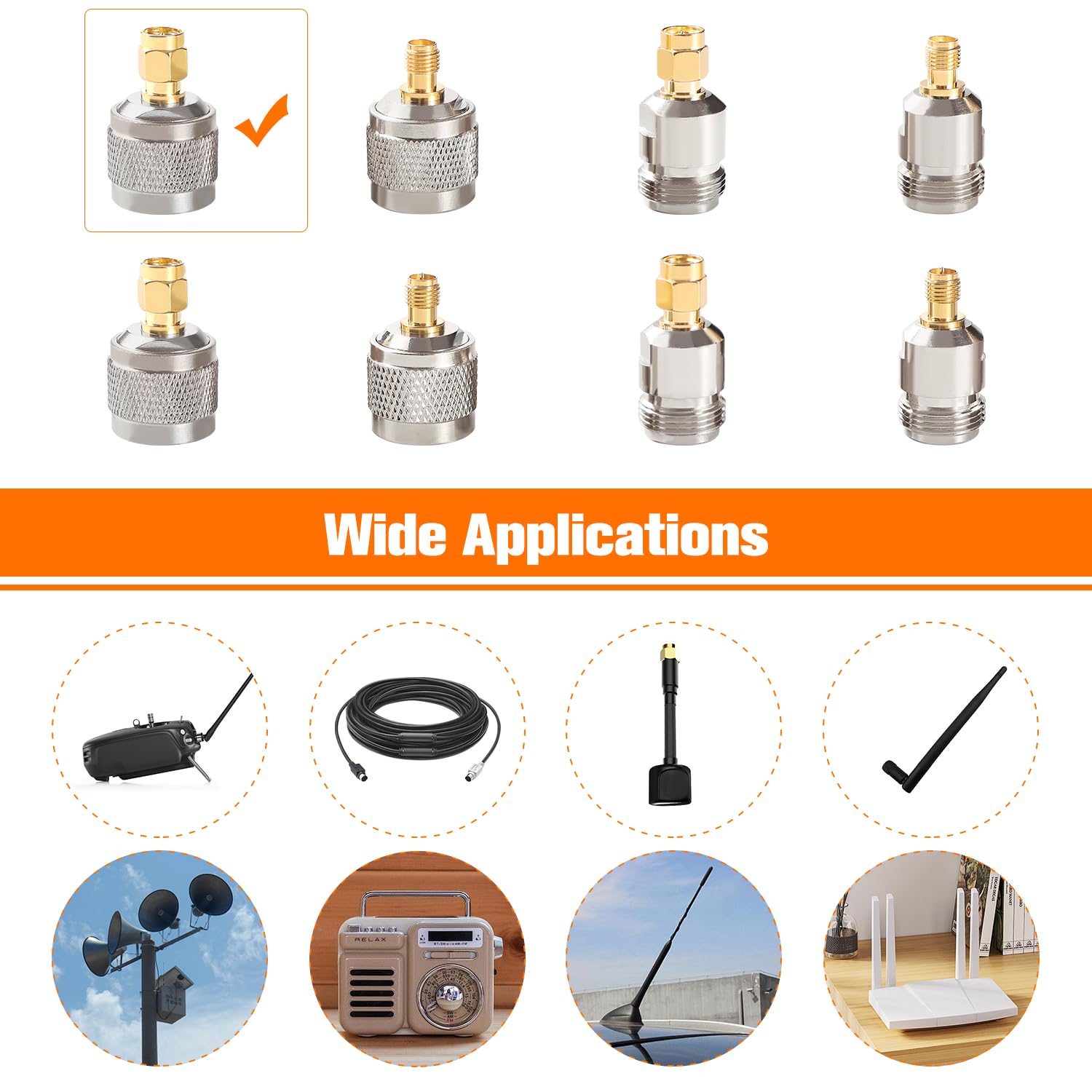 Adattatore Rame N a SMA Maschio Connettore Coassiale per Antenna WiFi Broadcast Radio 2 Pezzi