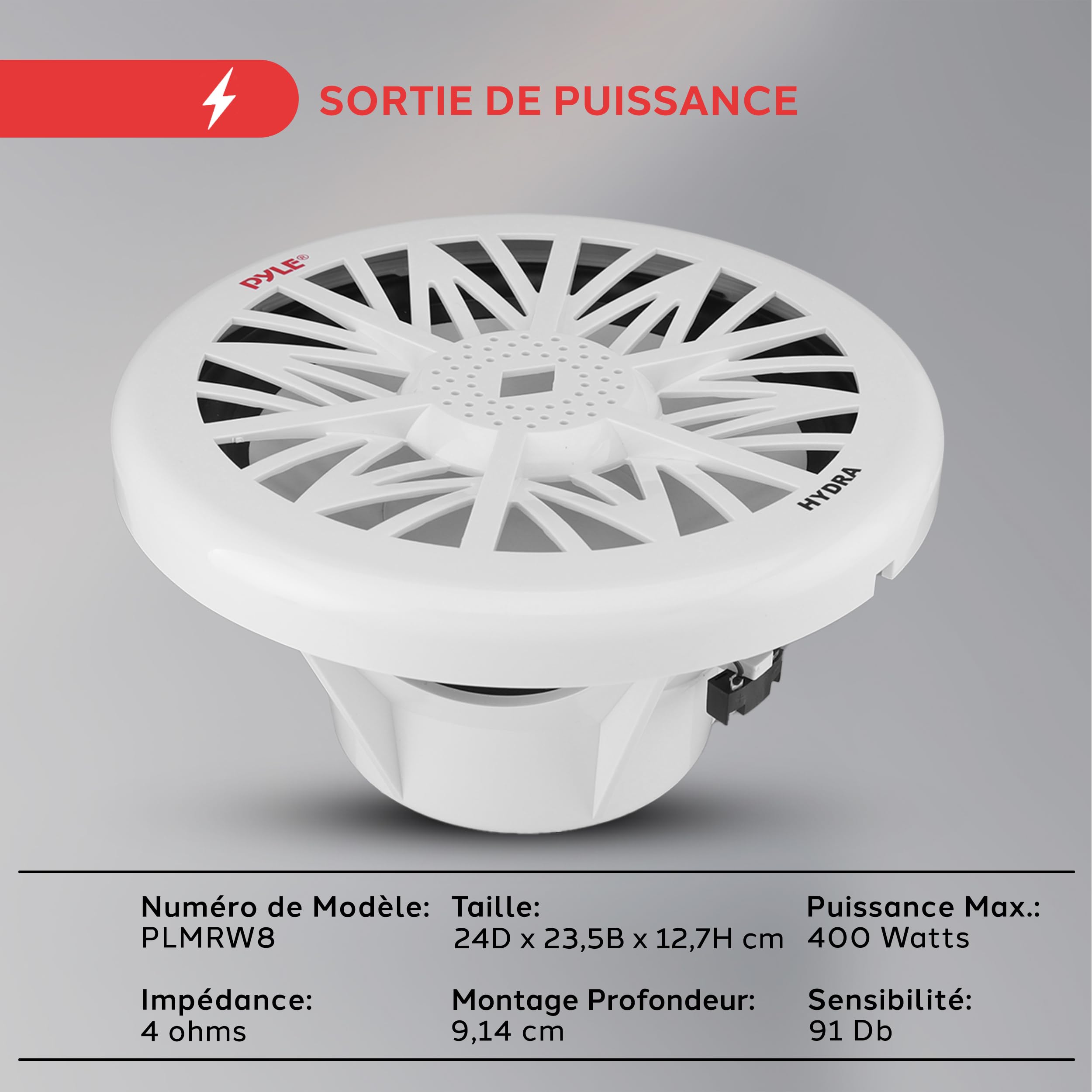 Pyle Haut-Parleurs Marine - Enceintes Extérieurs 2 Voies - Système Audio Stéréo Résistant à l'eau et aux Intempéries - Haut-Parleur Marin étanche - 240 Watts - 1 Paire - Blanc