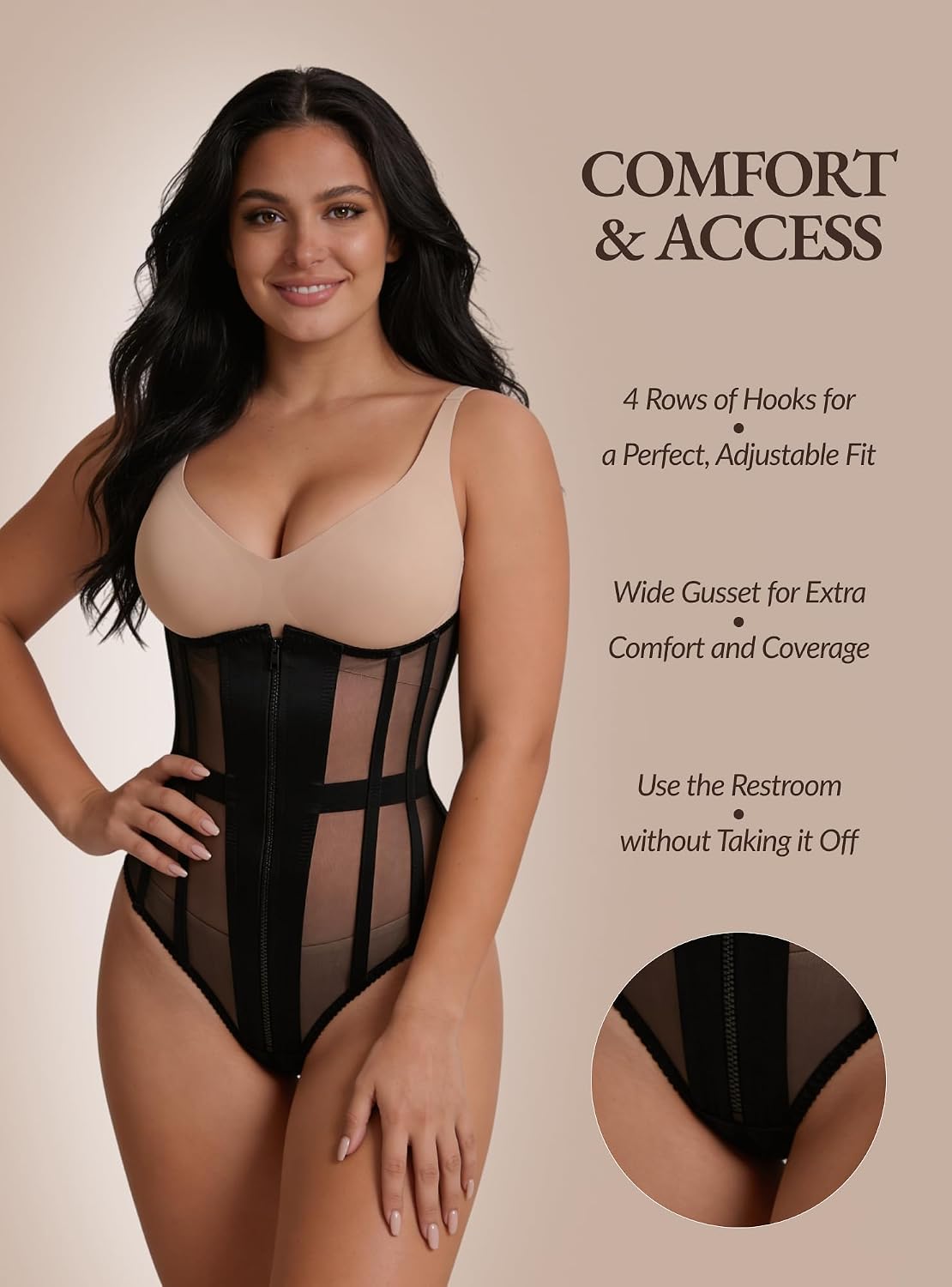 Mesh Corset Waist Trainer for Women – Shapewear for Women Tummy Control Compression Bodysuit Waist Cincher