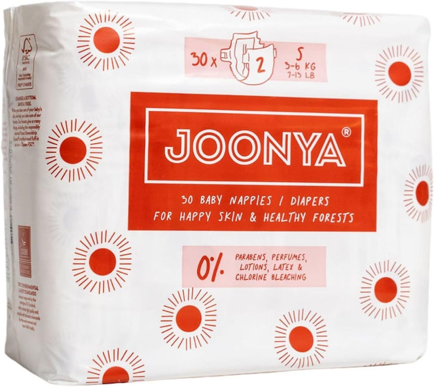 Joonya Baby Diapers, Size 2 S (713 lb) 1 Bag of 30