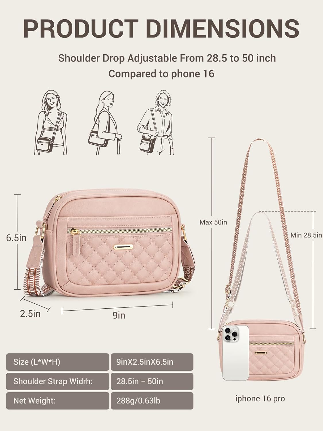 Capolo Crossbody Bags for Women, Small Crossbody Purses Trendy Vegan Leather Women's Shoulder Handbags with Adjustable Strap - Image 3