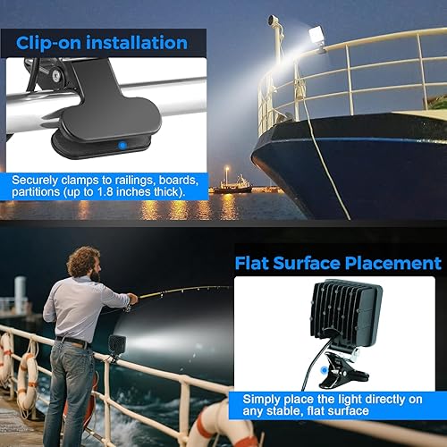 Miniatura 5 de Faros delanteros de acoplamiento para barcos, luces LED de 40 W, 6000 K, 12 V, sobre el agua, inundación, marina, para kayak, bajo, Jon, pesca