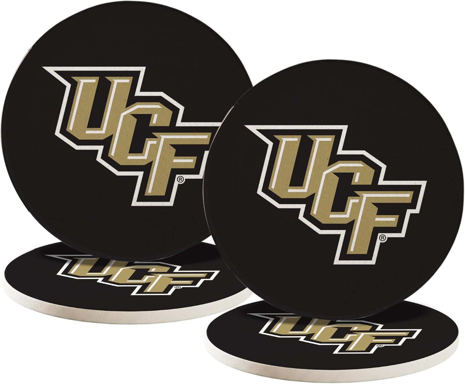 Desert Cactus University of Central Florida Circle Ceramic Coasters 4 Pack Knights UCF Absorbent Drink Coasters with Cork Backing (Design A)