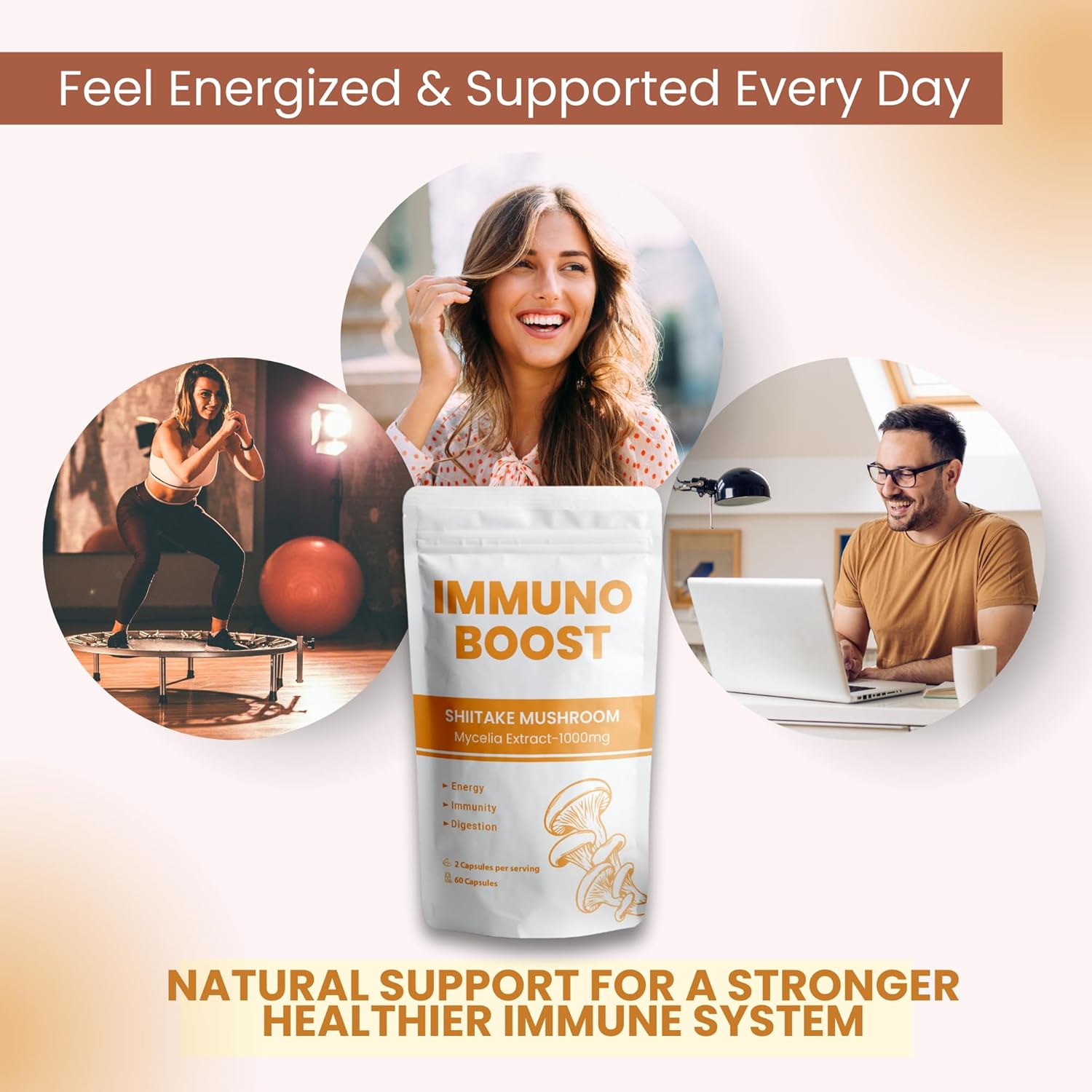 AHCC Supplement – Liver Detox & Immune Support – ImmunoBoost Shiitake Mushroom Extract 1000mg – Cholesterol & Gut Health – UK Made – 60 Capsules