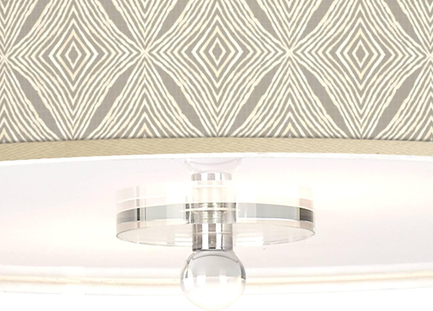 Giclee Gallery 16" Traditional Semi Flush-Mount Ceiling Light Fixture Kitchen Foyer Hallway Drum Round Moroccan Diamonds Shade Silver Chrome Finish Crystal Bedroom Bathroom Entryway Living Room