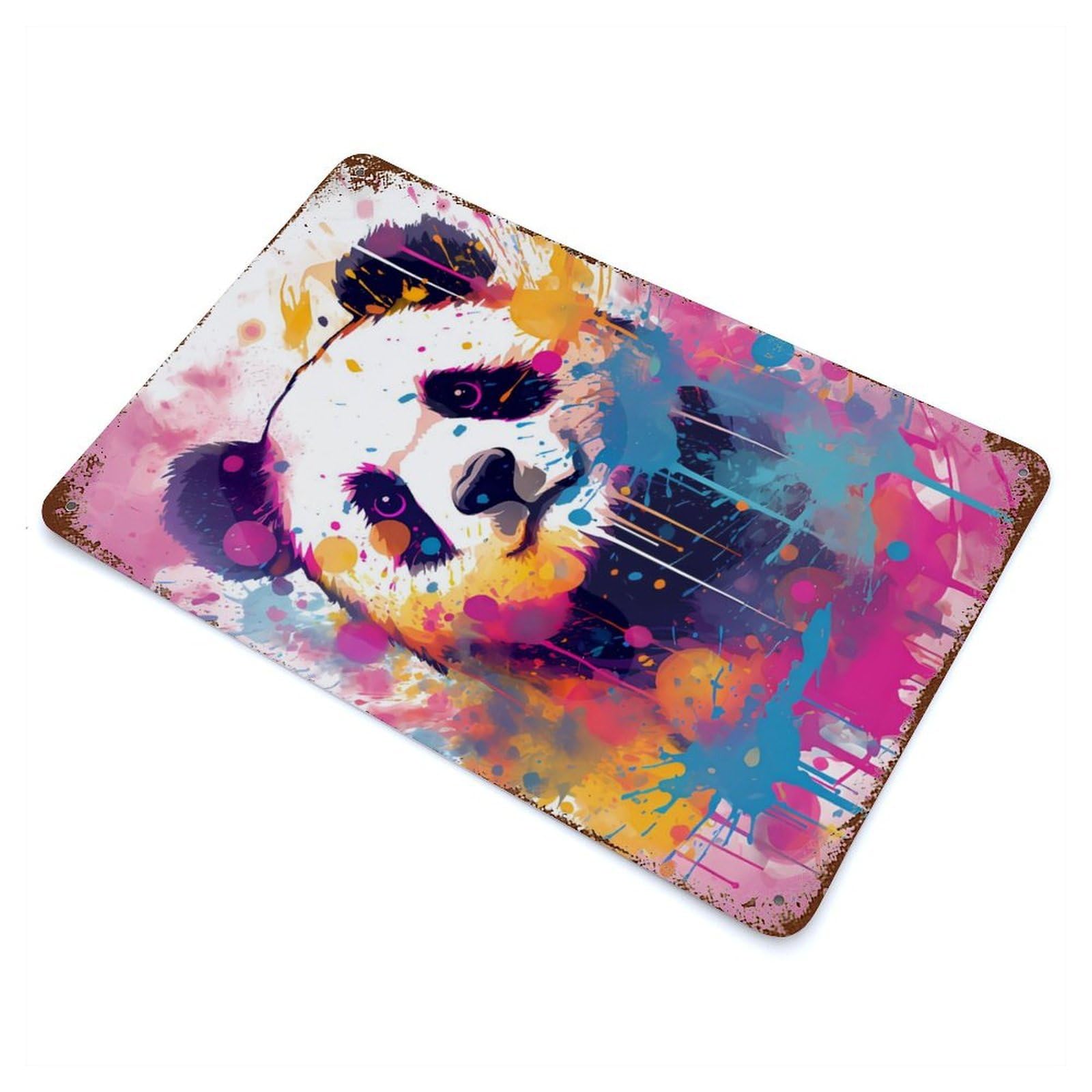 Adorable Panda Pop Art Rusty Metal Tin Sign 11.8"x7.9", for Farmhouse, Kitchen And Entryway Decor, Rustic Home Decor