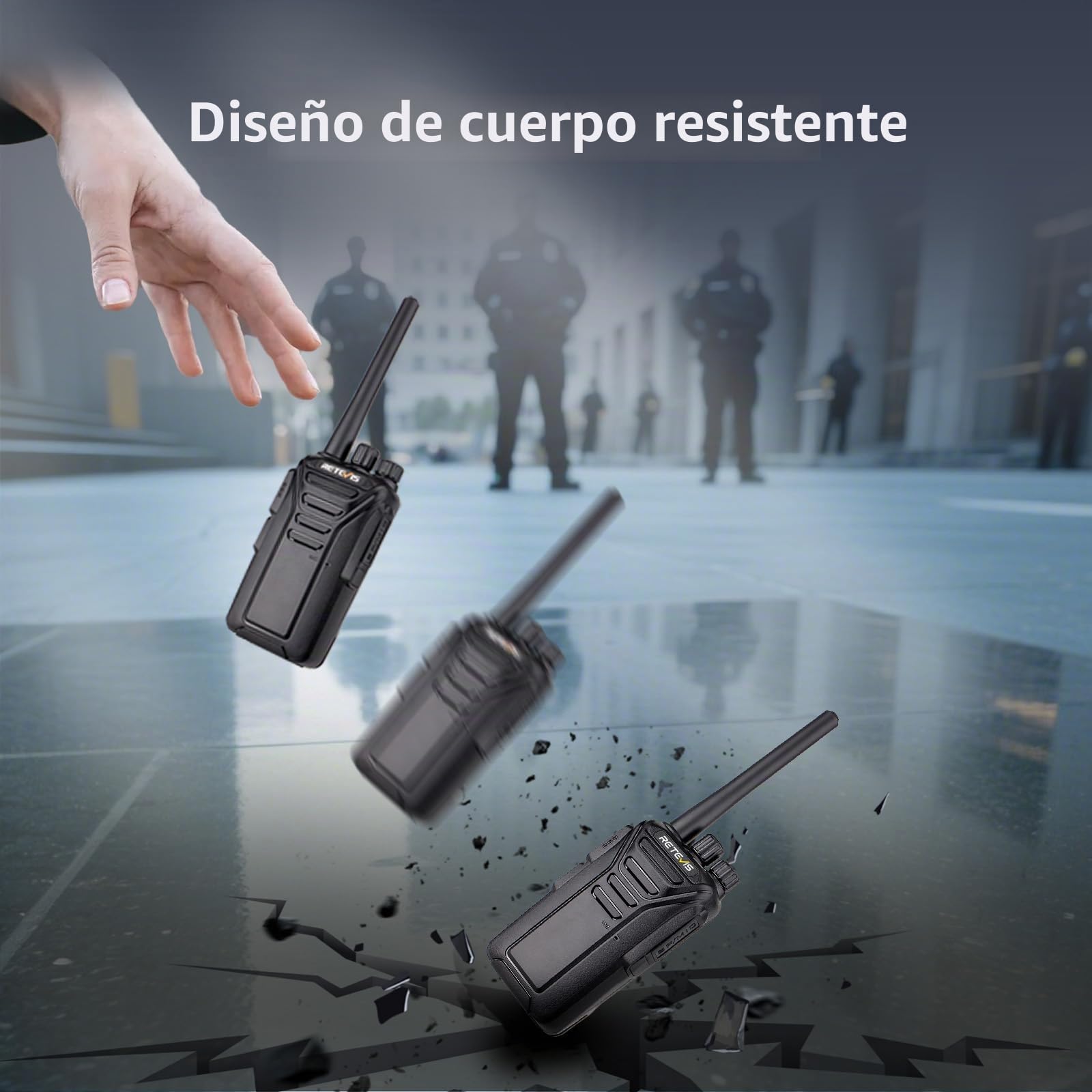 Retevis RT27 Walkie Talkie Profesional, Pinganillos Walkie Talkie Recargable con Cargador USB, PMR446 sin Licencia, 16 Canals, CTCSS/DCS, VOX, Walkies Profesionales (10 Unidades, Negro)