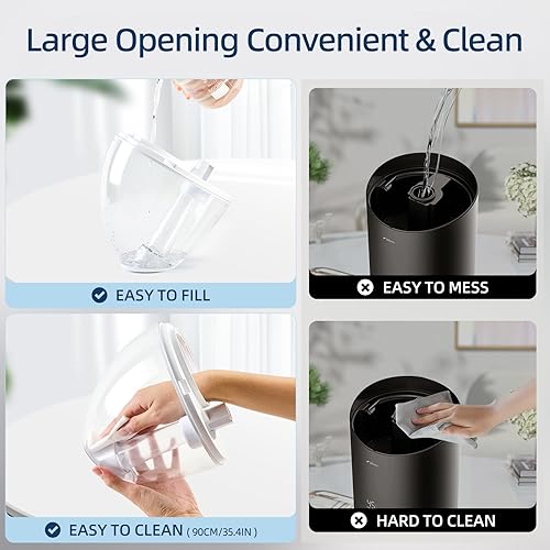 Miniatura 2 de Humidificador de niebla fría para dormitorio, humidificadores pequeños de 2L para dormitorio y oficina, humidificador de 25 dB para habitación de