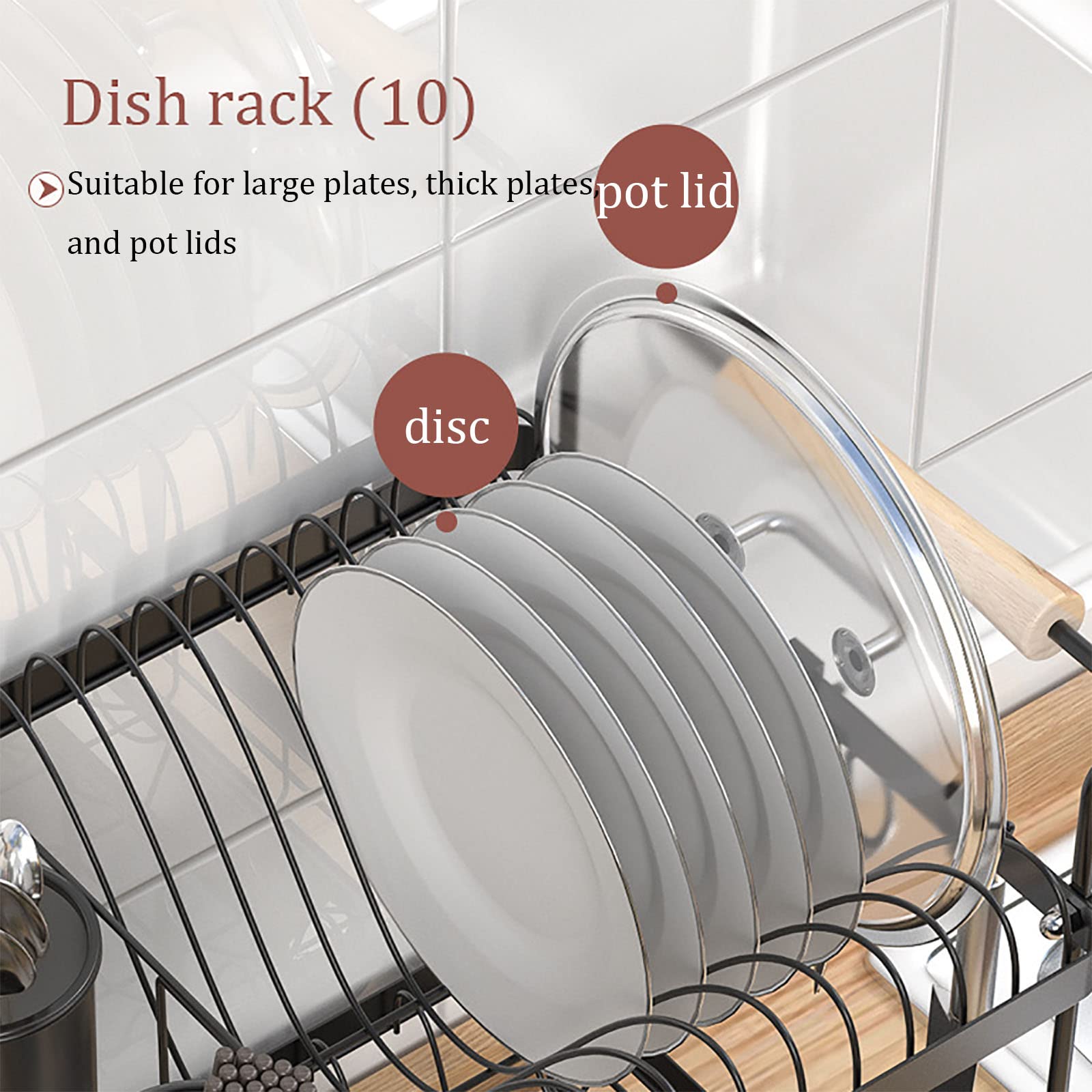 Escurridor de Platos de 2 Niveles de Acero Inoxidable, escurridor de Platos con Soporte para Utensilios y Cuchillos y Soporte para Tabla de Cortar, escurridor de Platos,