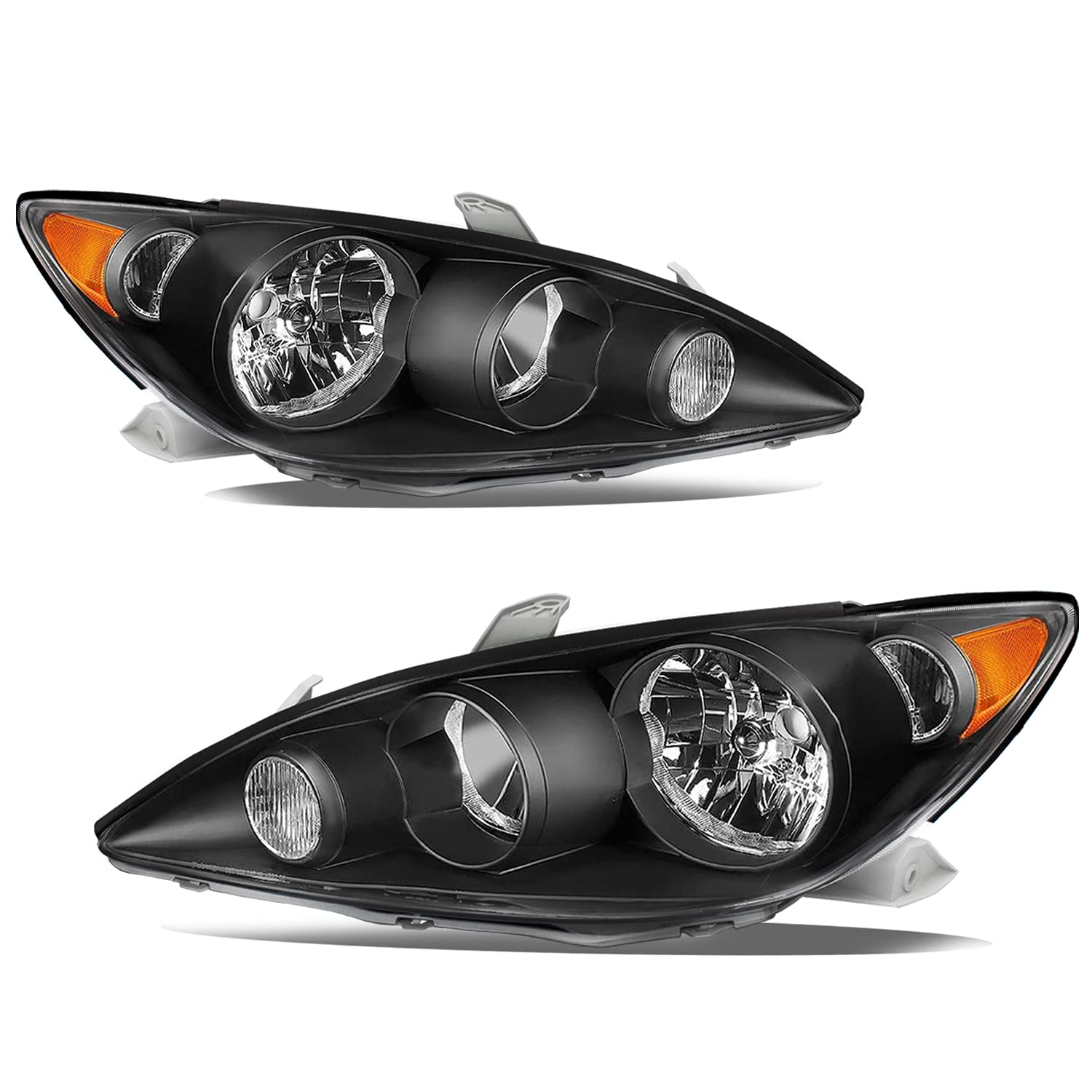 JSBOYAT Headlight Assembly Replacement for 2005 2006 Toyota Camry LE XLE SE, Plug and Play Installation, Waterproof and Shock Resistant (Black Housing & Amber Reflector)