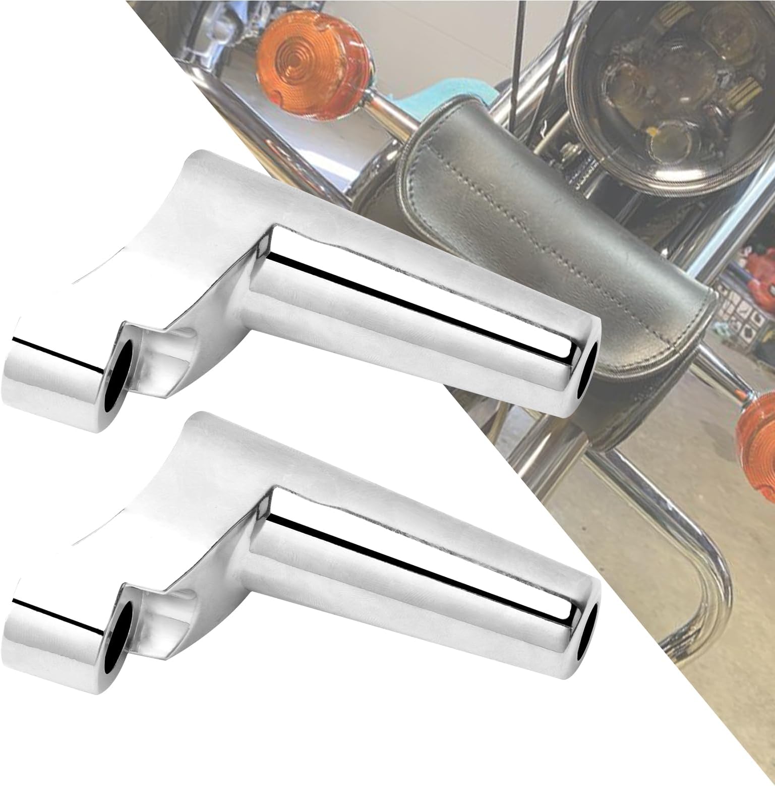 HDBUBALUS Chrome Front Turn Signal Mounts Relocation Kit for Harley XL Sportster Dyna FXR