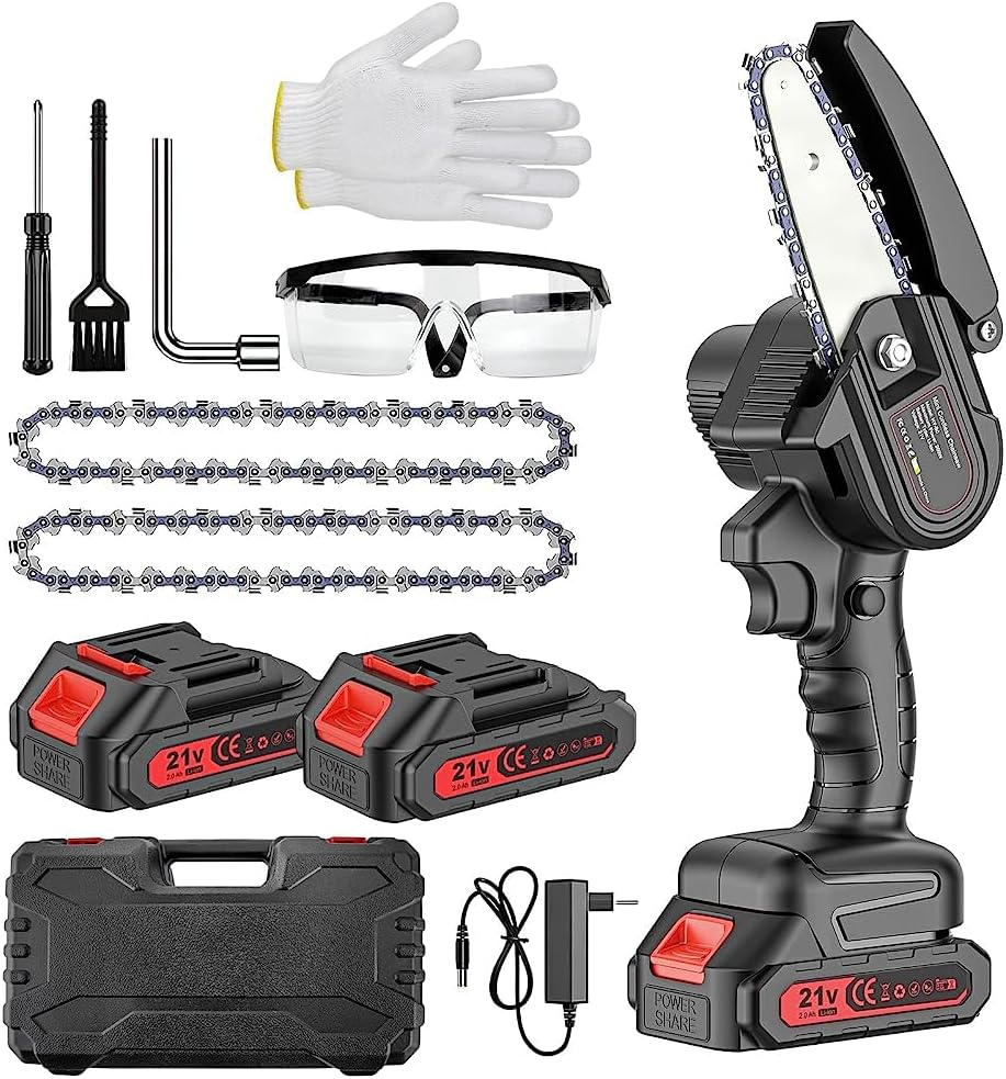 Mini Motosega A Batteria 6 Pollici Compatibile Con Makita, Con 2 Batterie 5500 MAh, Per Potare Rami E Tagliare Legna