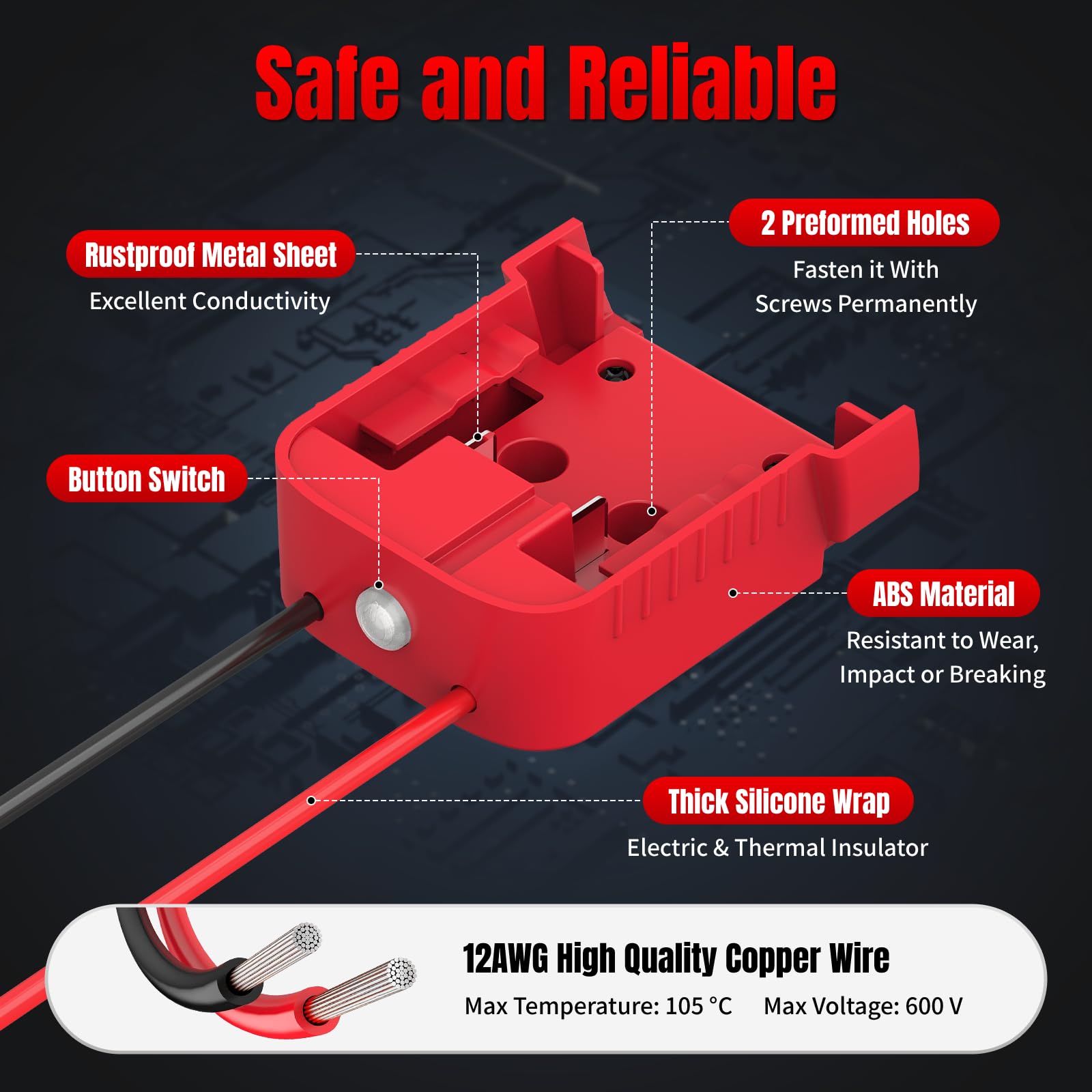 Paquete de 2 adaptadores de rueda de alimentación compatibles con Milwaukee 18 V adaptador de batería con corte de bajo voltaje para juguetes de coche RC DIY
