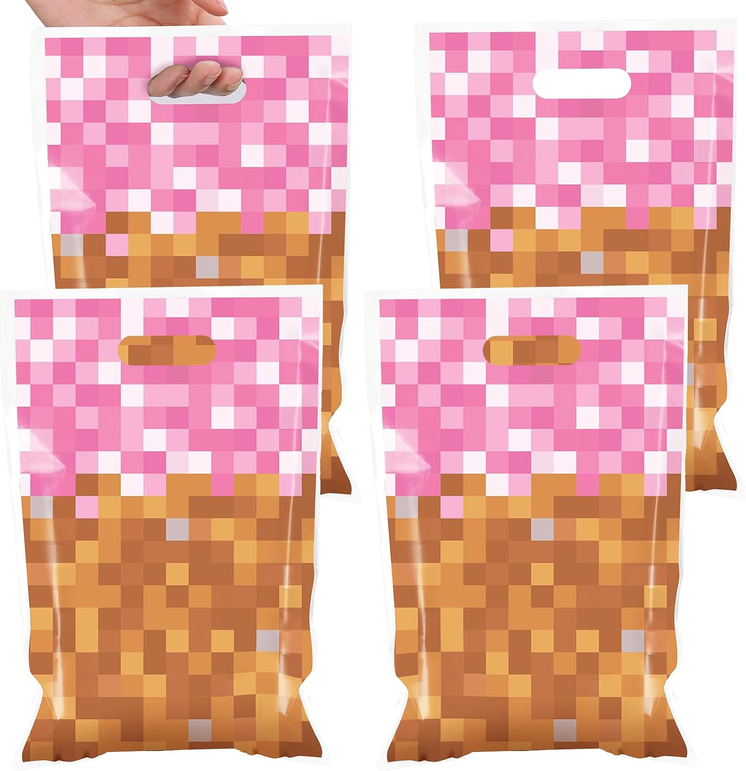 50Pcs Pixel Girl Birthday Favors Bag Girls Gamer Party Plastic Gift Bags Video Game Party Candy Snack Bag Pink Pixel Theme Goodie Treat Bags for Kids Gamer Birthday Decoration Supplies 9.8 x 6.5Inch