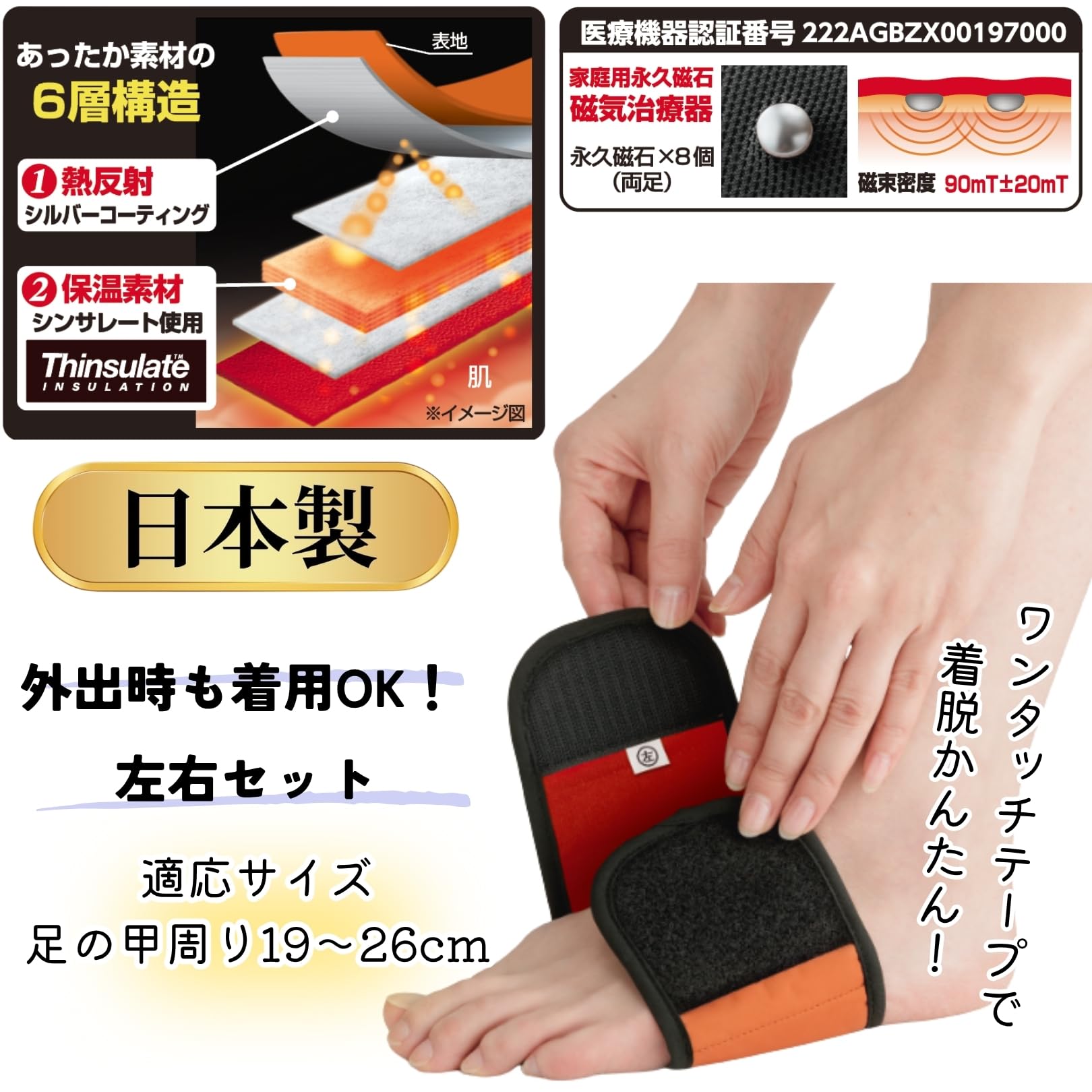 Amazon | 【管理医療機器】 足裏 楽いきいき 磁気 サポーター 巻くだけ