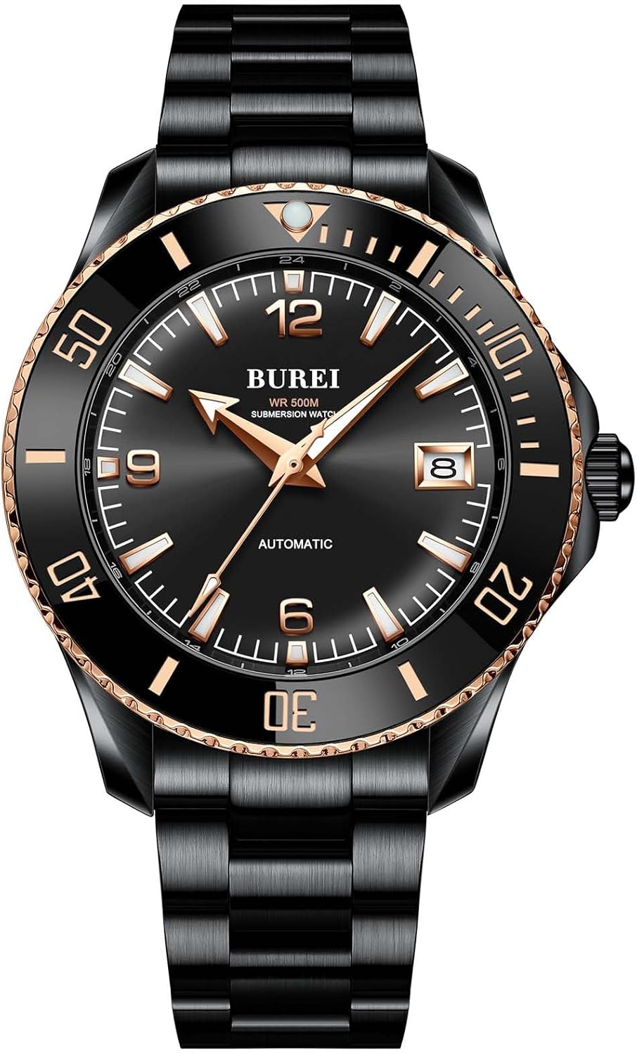 BUREI Herren Automatikuhr - Luxus Armbanduhr Mit Edelstahl Armband