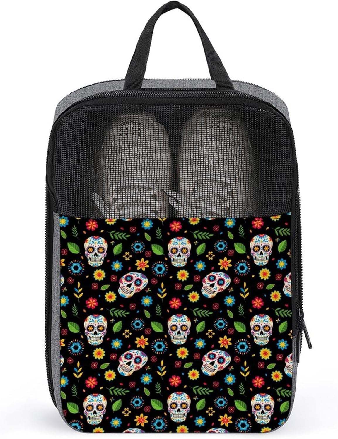 Washable Vacation Mexican Day of Dead Flower Shoe Bag