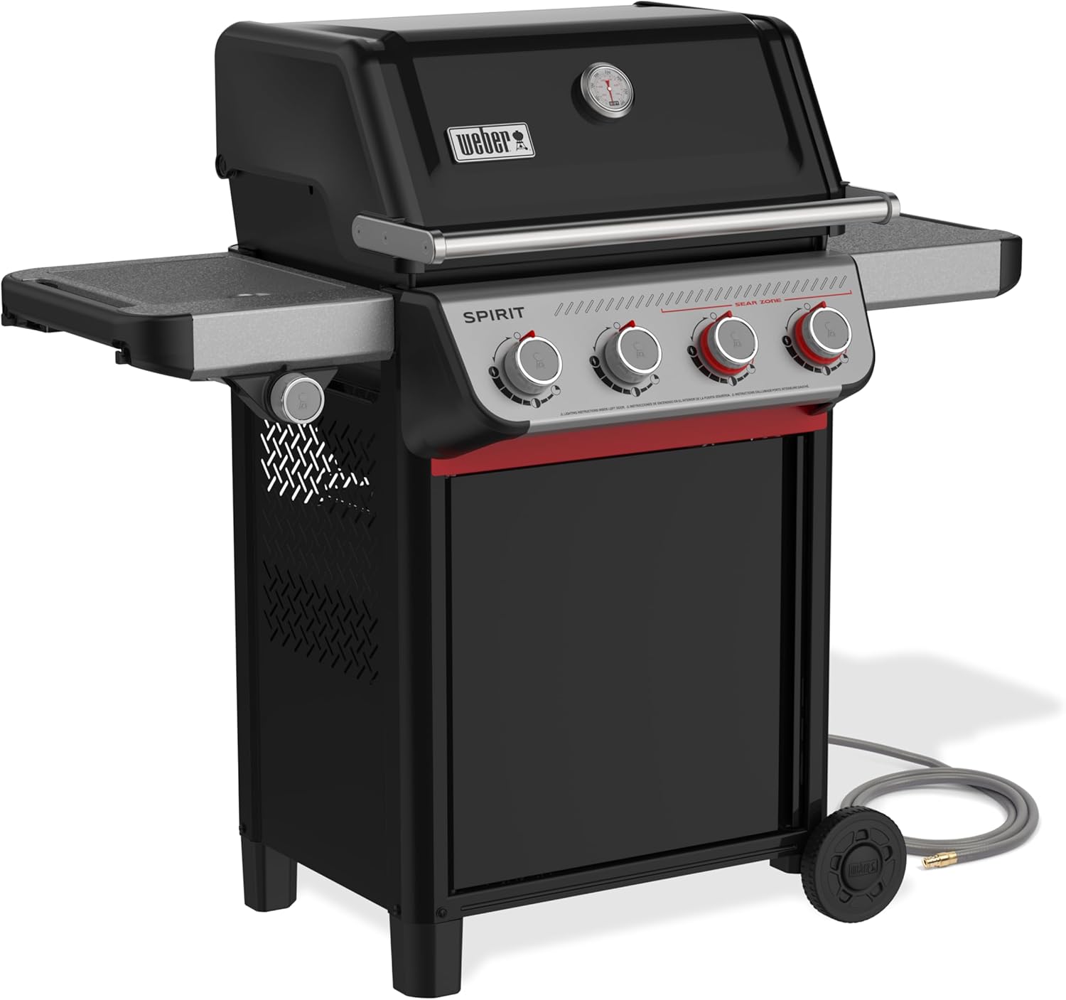 Weber Spirit E-435 Natural Gas Grill for Outdoor Cooking, 4 Burners and 1 Side Burner, Black – Porcelain-Enameled Cast-Iron Grates, 2 Boost Burners, Sear Zone