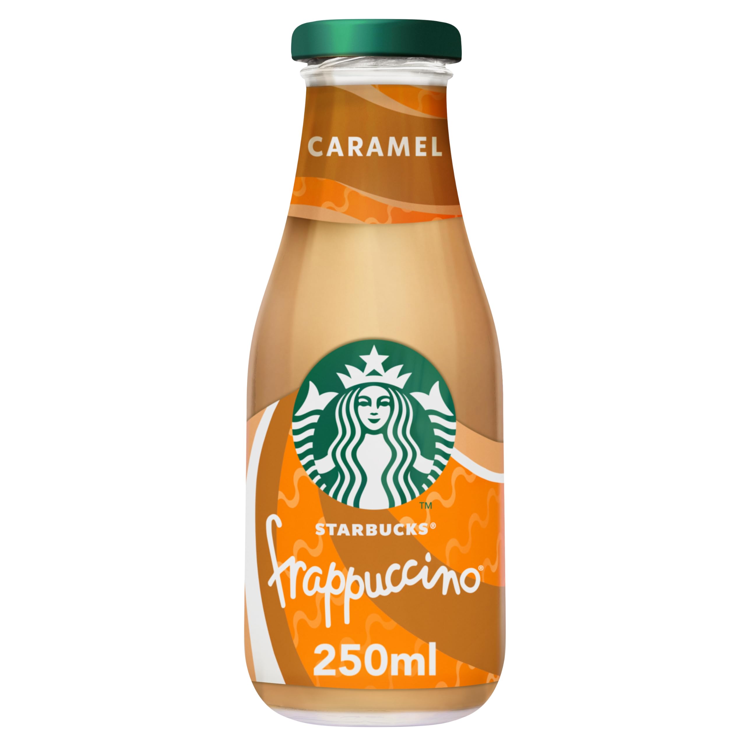 Starbucks Frappuccino Caramel Eiskaffee | 8 x 250ml | mit feinstem Espresso aus 100% Arabica-Bohnen und Milch | wiederverschließbare Glasflasche | ideal für unterwegs oder Zuhause